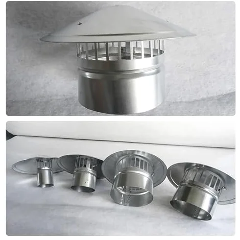 Cappello per camino, Comignolo in Acciaio Inox Argento 60-200mm(170 mm)