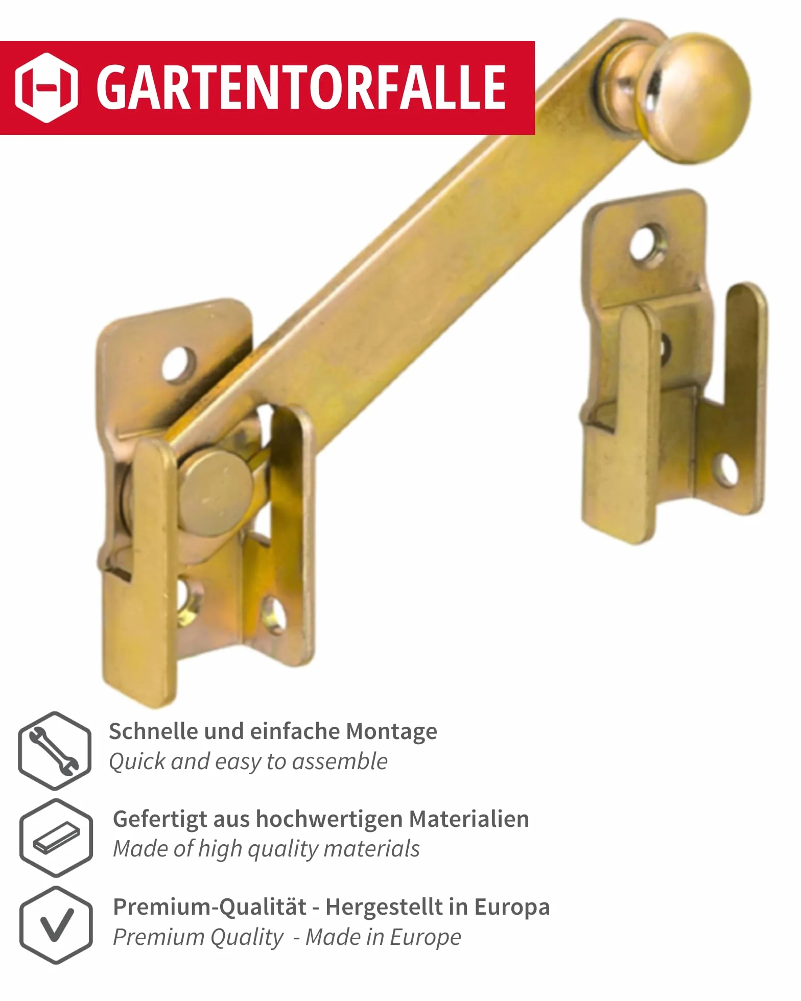 Gedotec Scrocco per cancello da giardino giallo zincato 120x20 mm acciaio 1 pezzo con controparte