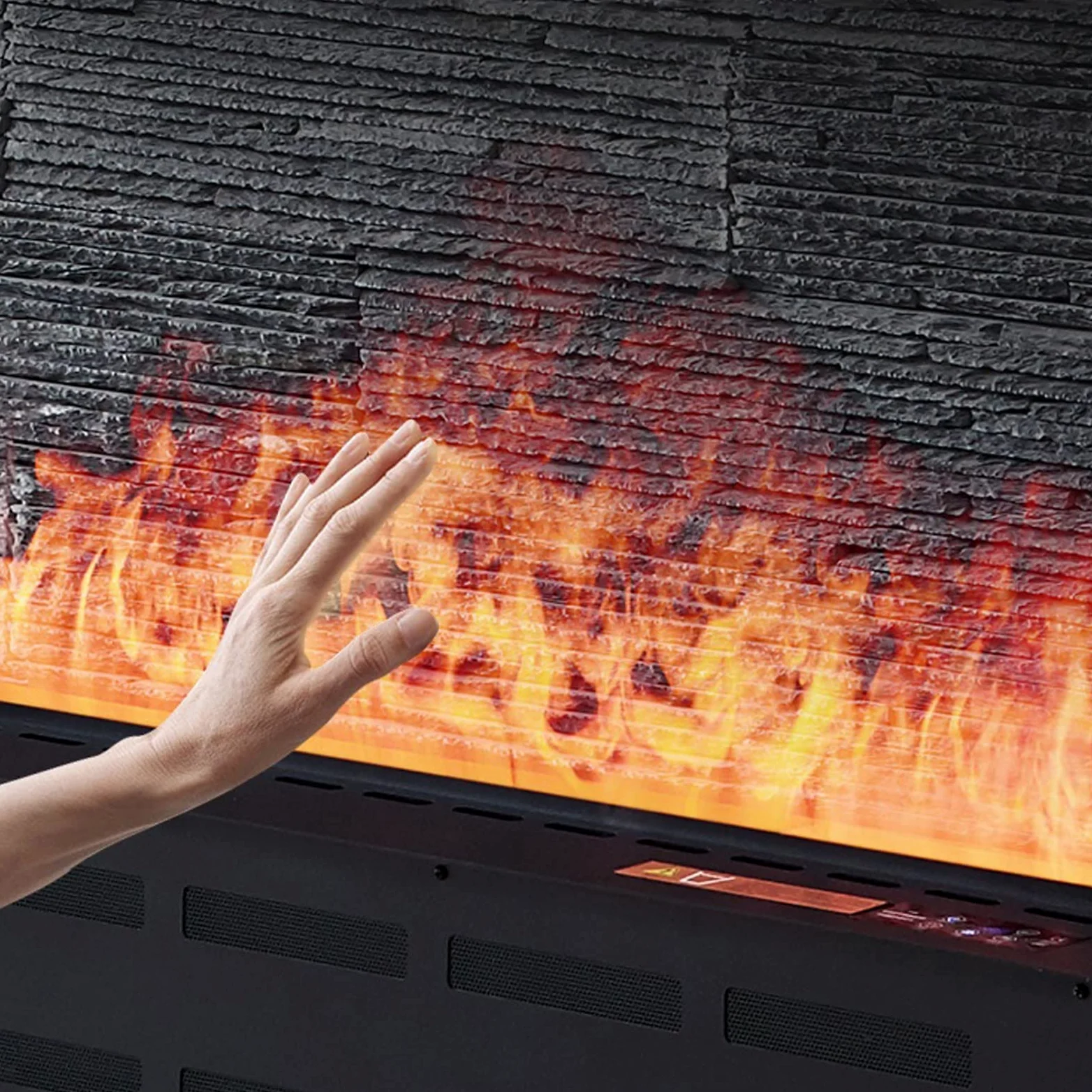 Stufa da Camino Indipendente XL. Simulazione di Camino Elettrico Pannello in Metallo Flame Non è Necessario prenotare Prese d'Aria, Nero, 78.7" Riscaldatore Spaziale Interno Portatile
