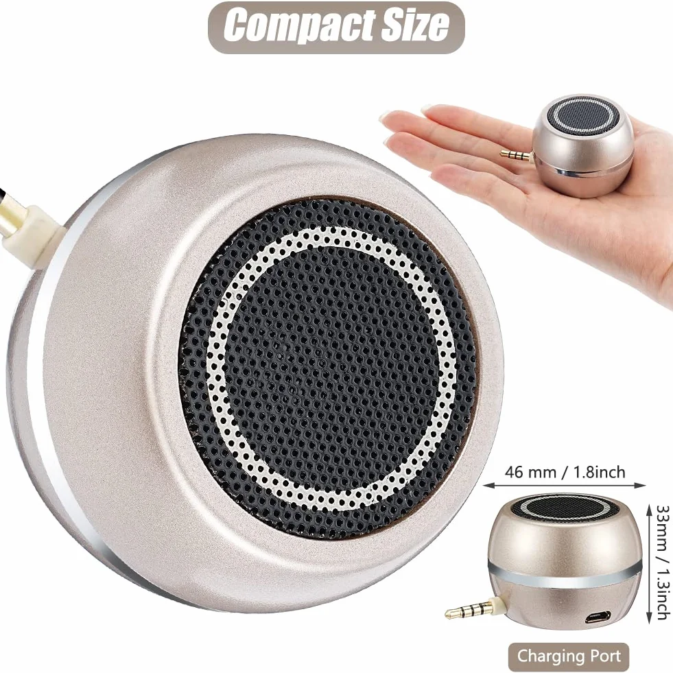 Mini Altoparlante Portatile Con Spina da 3,5 mm, 3W Ricaricabile per Telefono Cellulare, Computer, MP3 - Cavo Audio Incluso