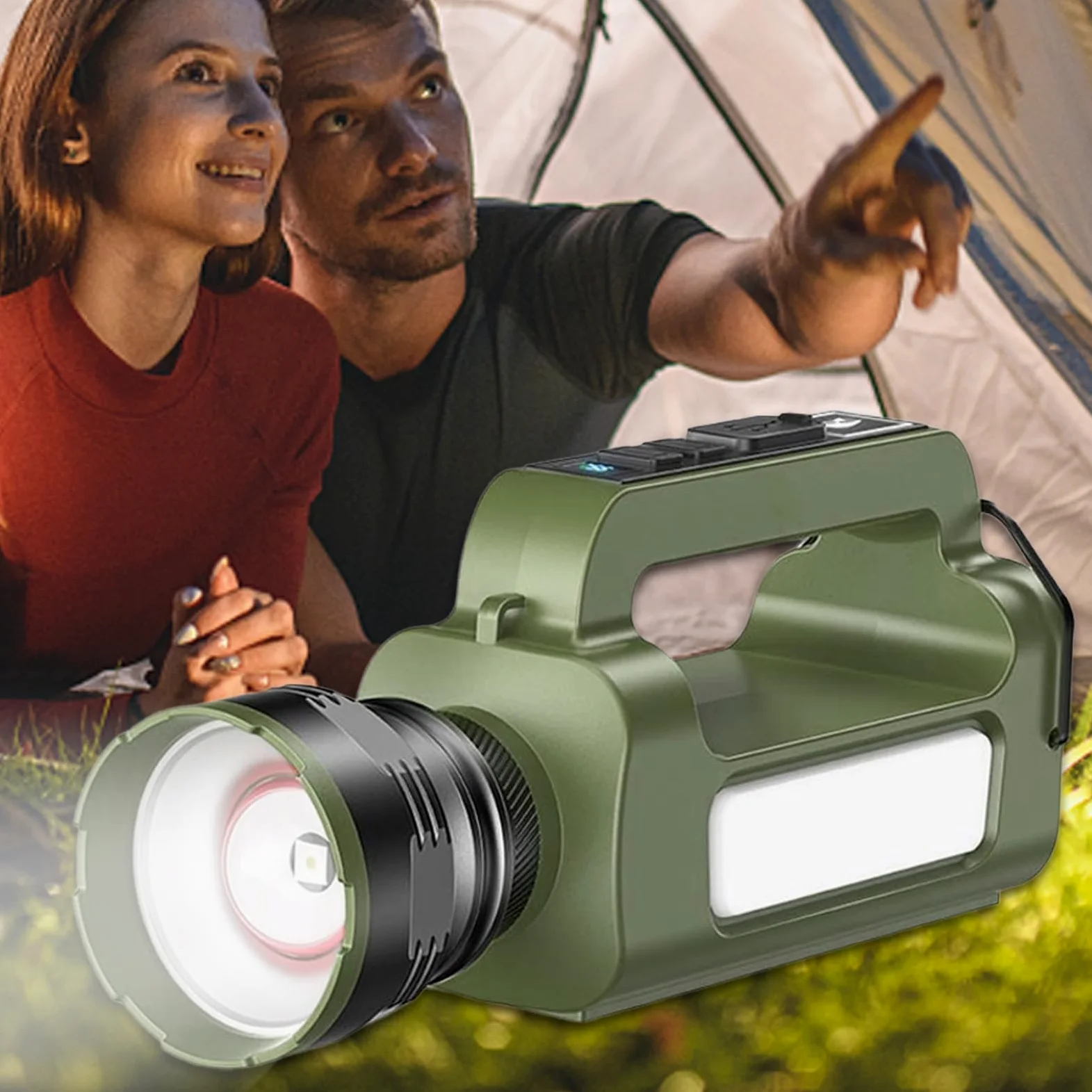 Intense Torce Torcia da Campeggio Ricaricabile | Lanterna A Batteria Durevole Con Luce Per Pesca Casa Escursionismo E Mancanza Di Energia Notte
