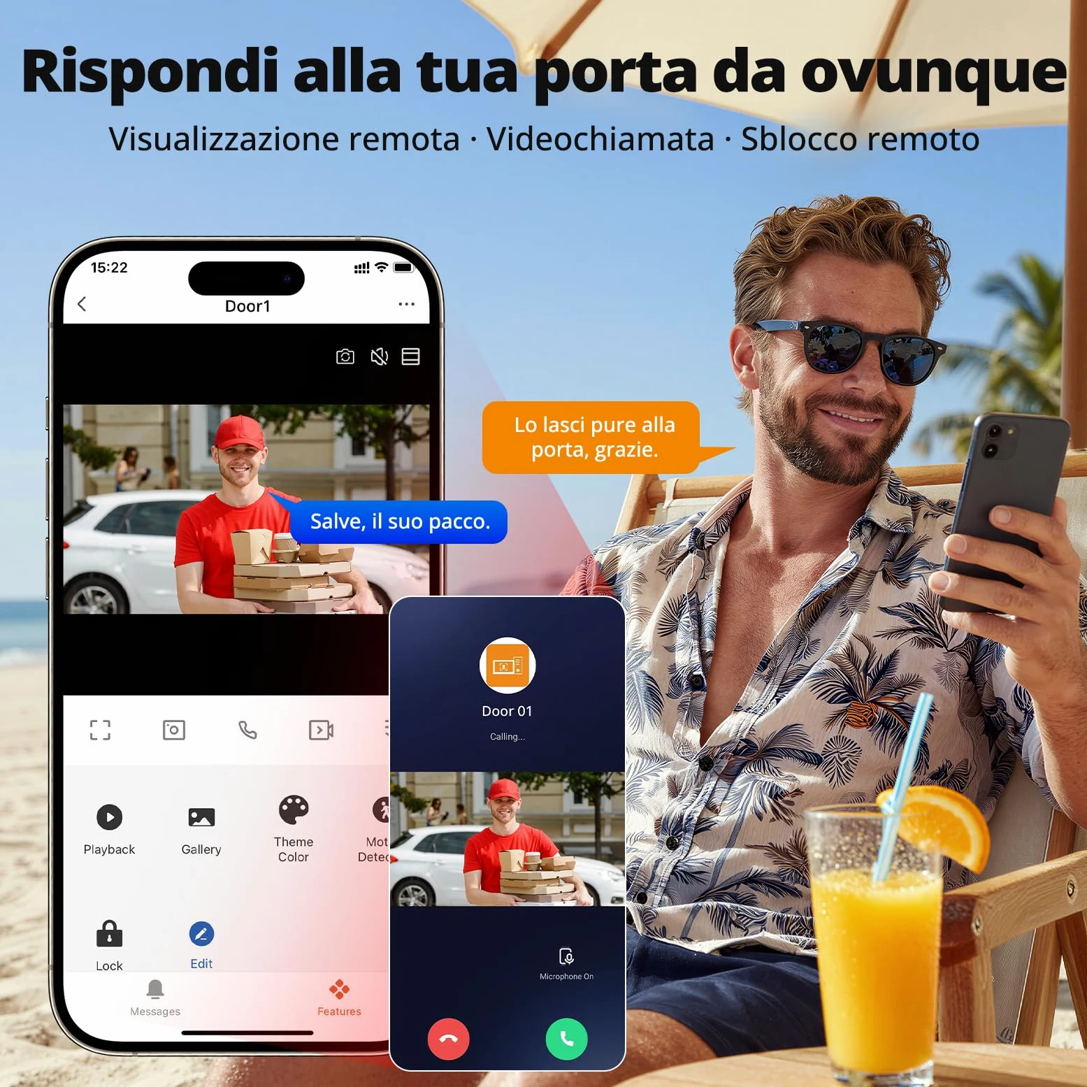 Kit Videocitofono 2 Fili WiFi6 Dual Band 2 Famiglie, Schermo Touch 7" IPS, Telecamera 1080P Visione Notturna, Audio Bidirezionale, Sblocco Remoto, RFID, Rilevamento Umano