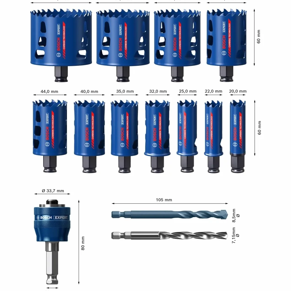 Bosch Professional Set di Seghe a Tazza Expert Tough Material Ø 20-76 mm 14 sztuk