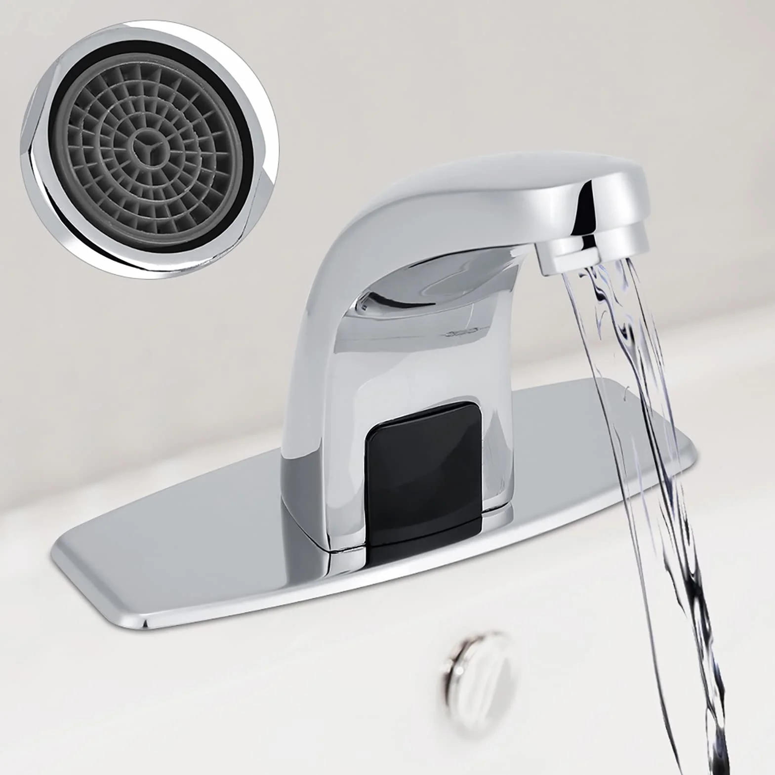 Rubinetto Automatico con Sensore a Infrarossi - Lavello Acqua Fredda con Scatola di Controllo, Touchless Bagno a Mani