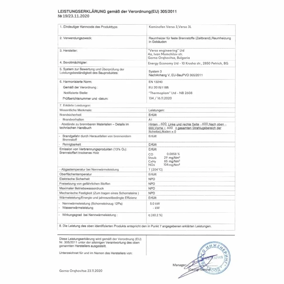 Stufa a legna VERSO 3-5 kW autoportante con finestra, classe di efficienza energetica A+, BImSchV livello 2, EcoDesign 2022, moderno camino a legna