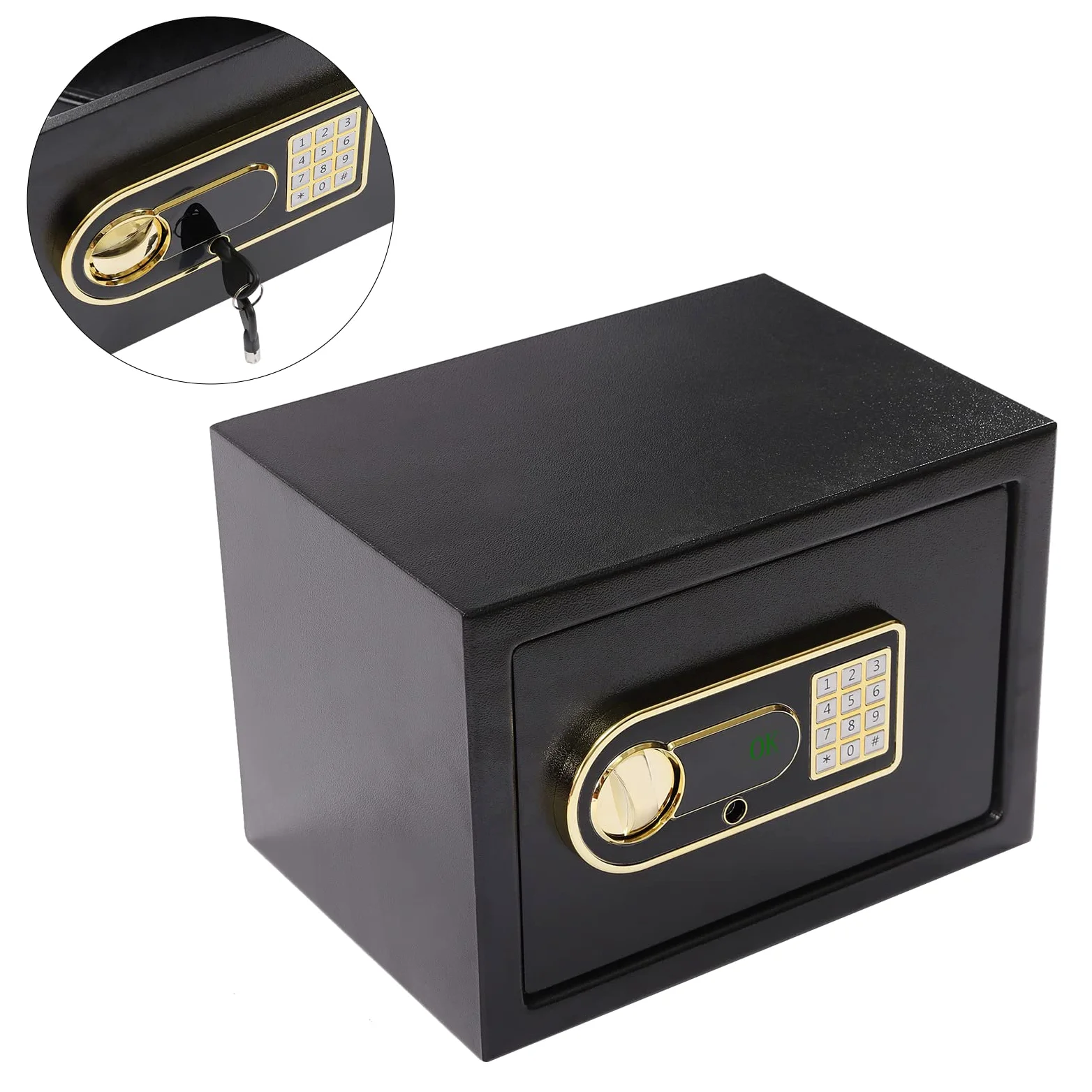 Cassaforte per casa, 22 l, cassaforte digitale da parete con chiave di emergenza, cassaforte, ignifugo, codice numerico digitale, cassaforte per contanti, medicinali, gioielli, documenti A4