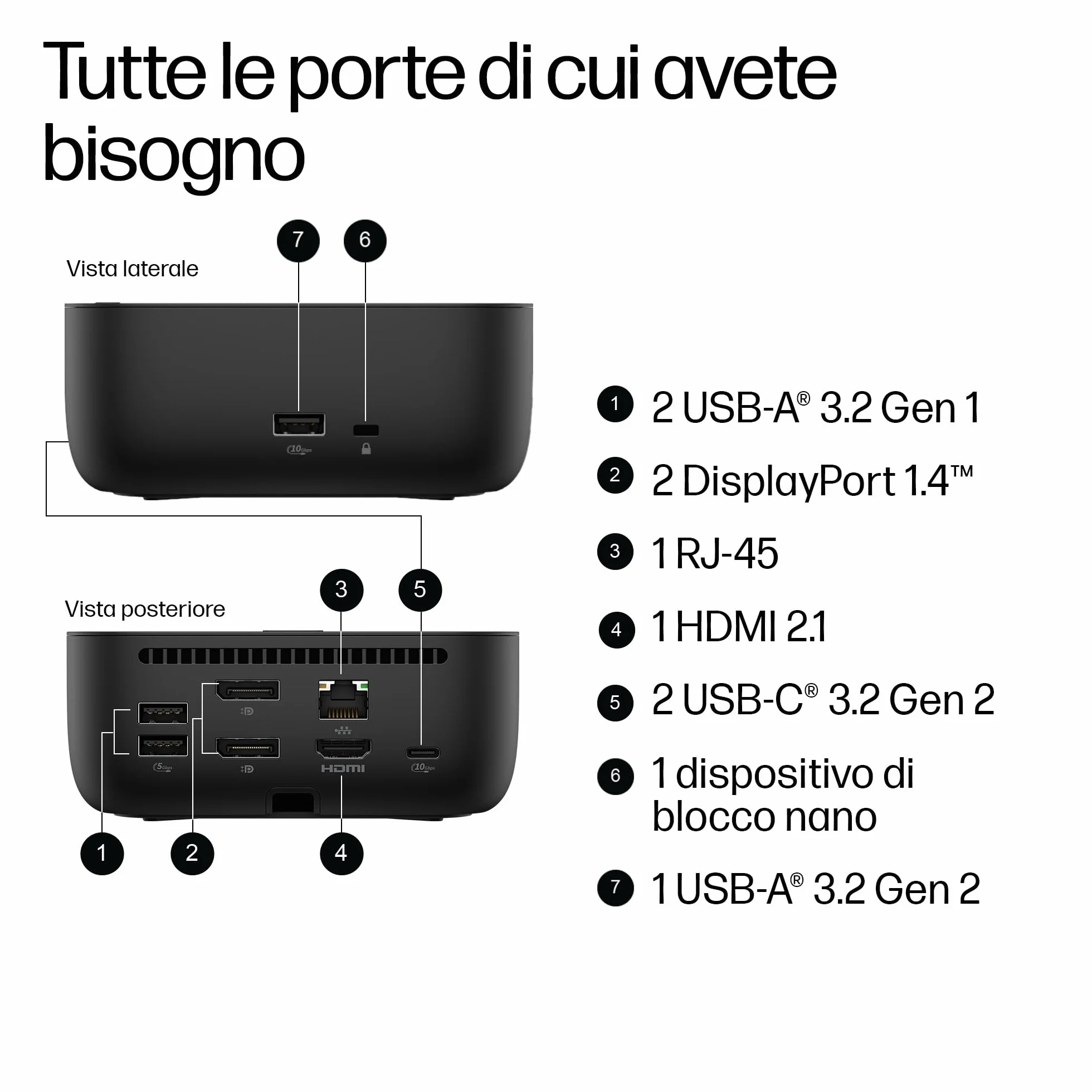 HP USB-C 100W G6 Dock Clr Bx w/Cbl ITL - Abba (Amazon Only)