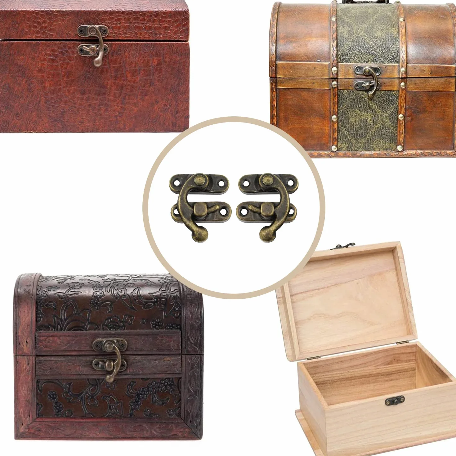 Bronzo Hasp Antico Legno 40 Pezzi Cerniere Per Scatola Con Viti Artigianato Retrò Scatole Regalo