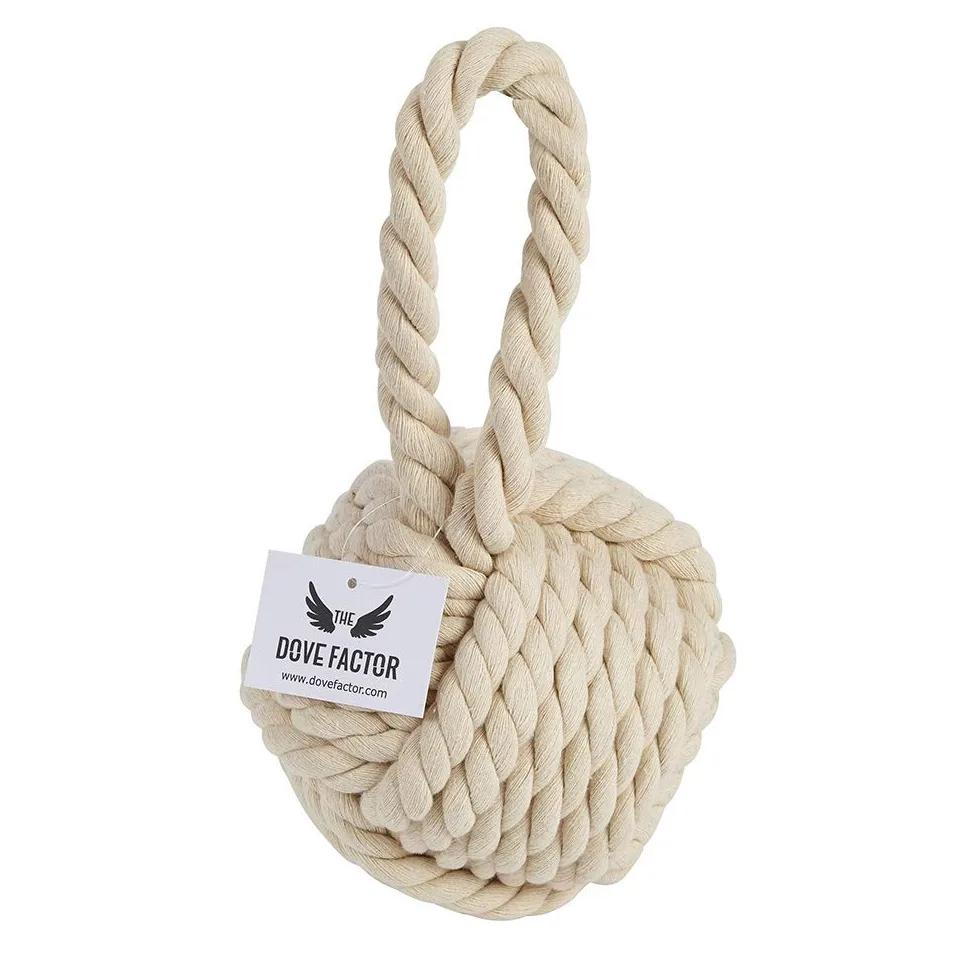 Fermaporta in tessuto pesato con nodo in corda nautica (Egg Shell/Off White/Tan)