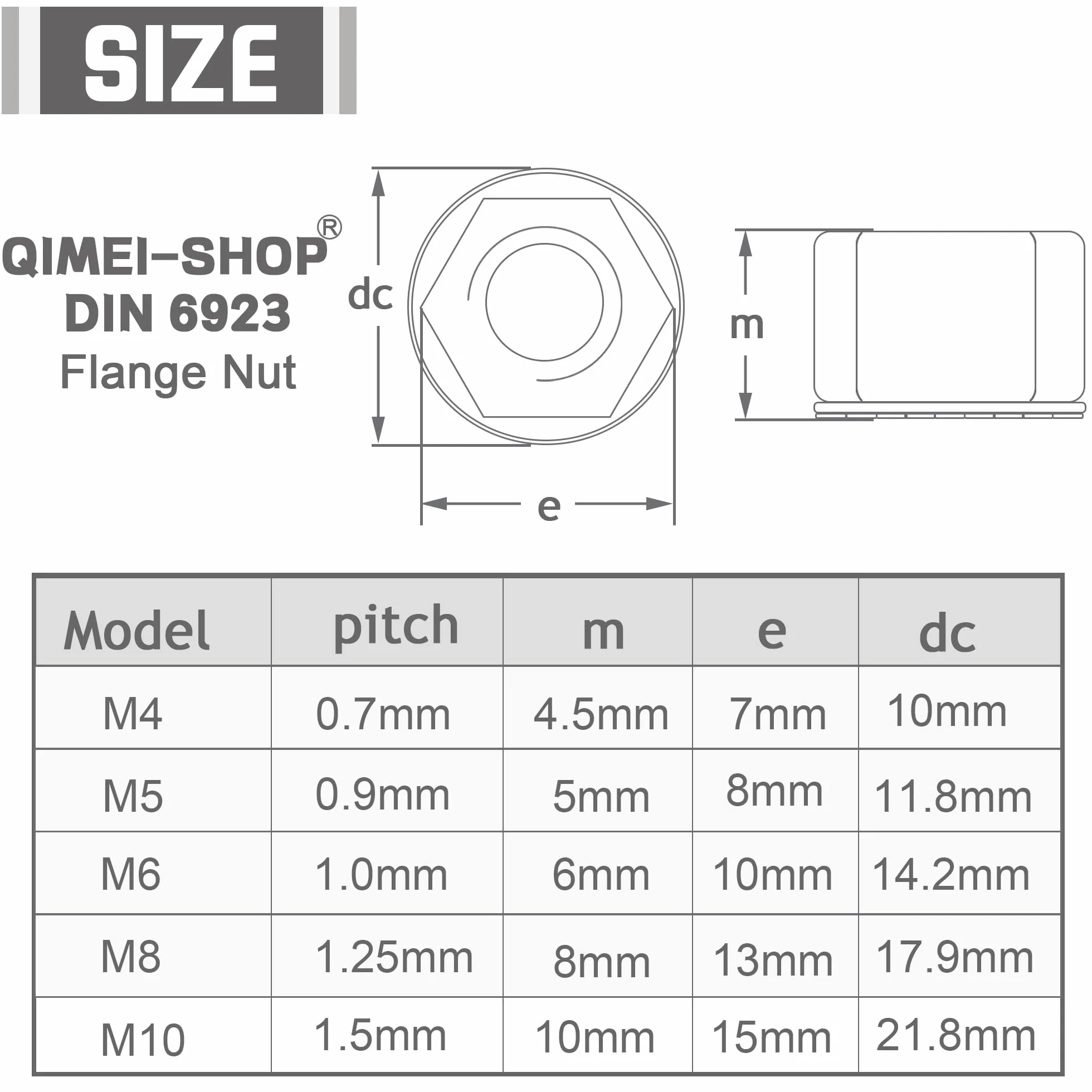 Dadi Flangiati M4 Acciaio Inox DIN 6923 20 sztuk