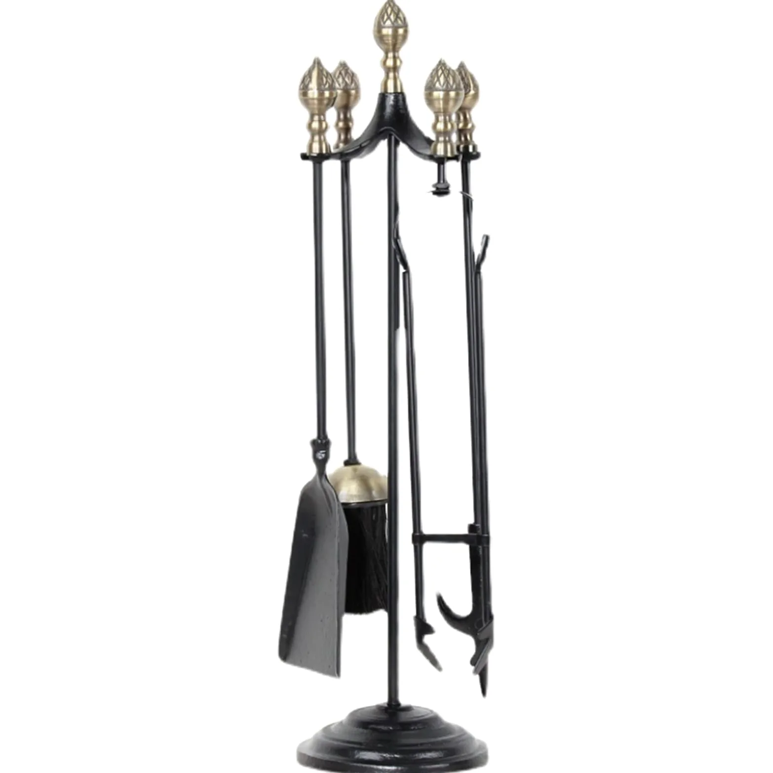 Set di Utensili per Camino Heavy Duty, 5 Pezzi in Ferro battuto per Camino, Set di Utensili per Camino, Kit di Utensili per braciere in Stile Classico, con Spazzola/Pala/Pinza/attizzatoio e Base