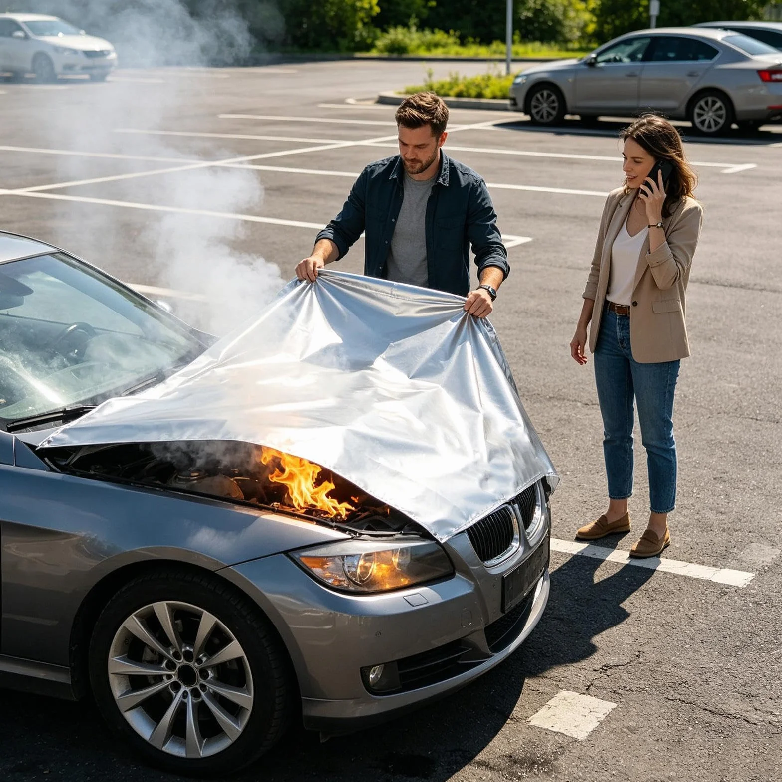 Coperta Di Sicurezza Coperta Ignifuga Riutilizzabile Multifunzione come | Coperta da saldatura Per Auto E Casa, Per Fumatore, Esterno, Emergenza, E Cucina