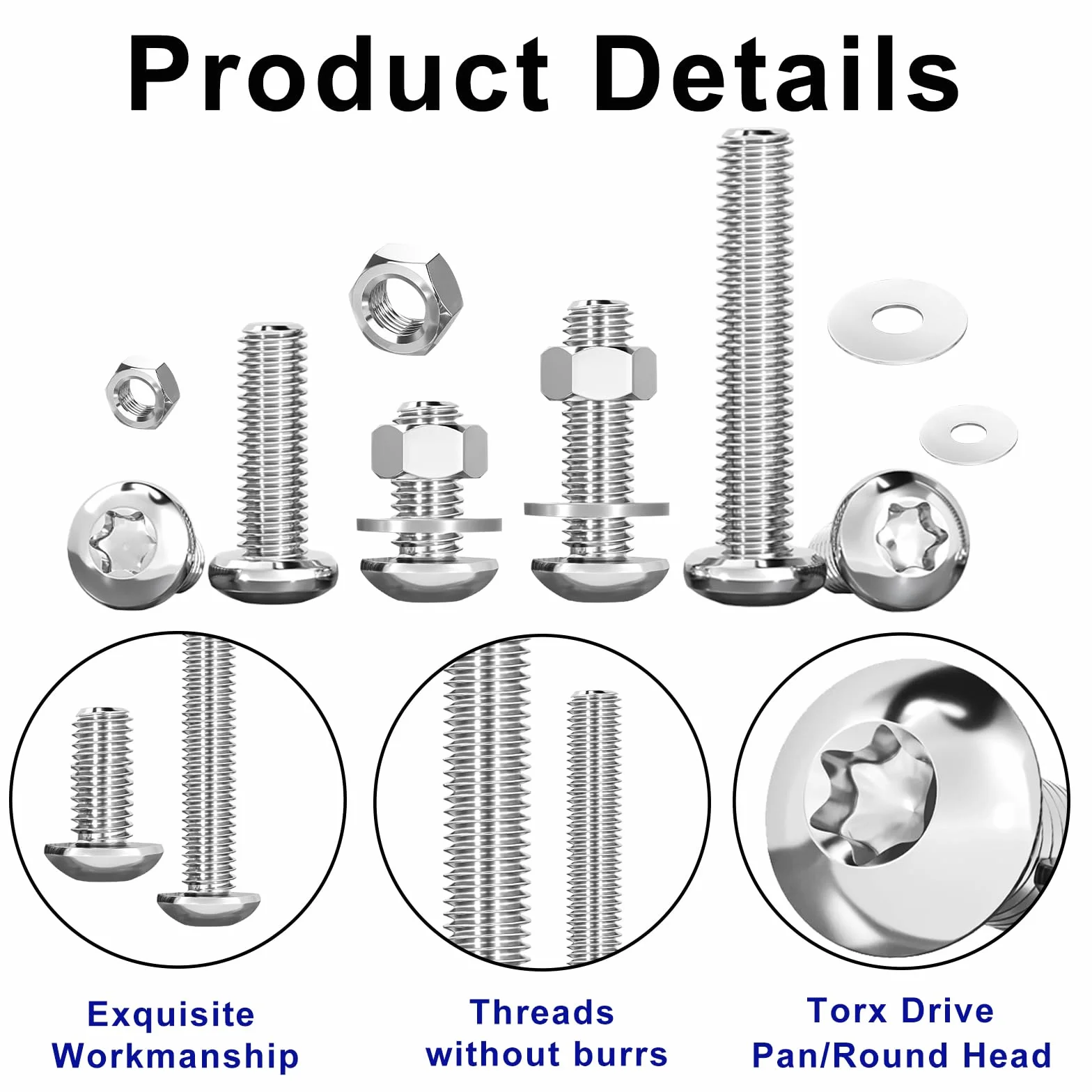 Viti per Metallo Torx M2 M2.5 M3, 900 Pezzi Acciaio Inox 304, Bulloni e Dadi