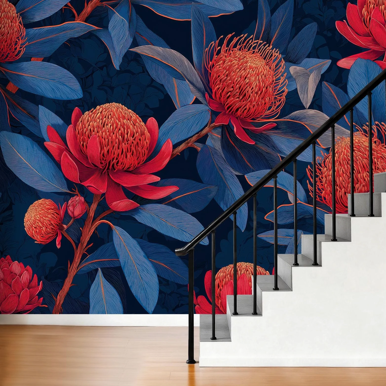 Carta da parati murale 3D panoramica 500 x 280 cm, dipinto a mano con fiori selvatici nella natura, sfondo da parete, decorazione per interni, decorazione per camera da letto e soggiorno