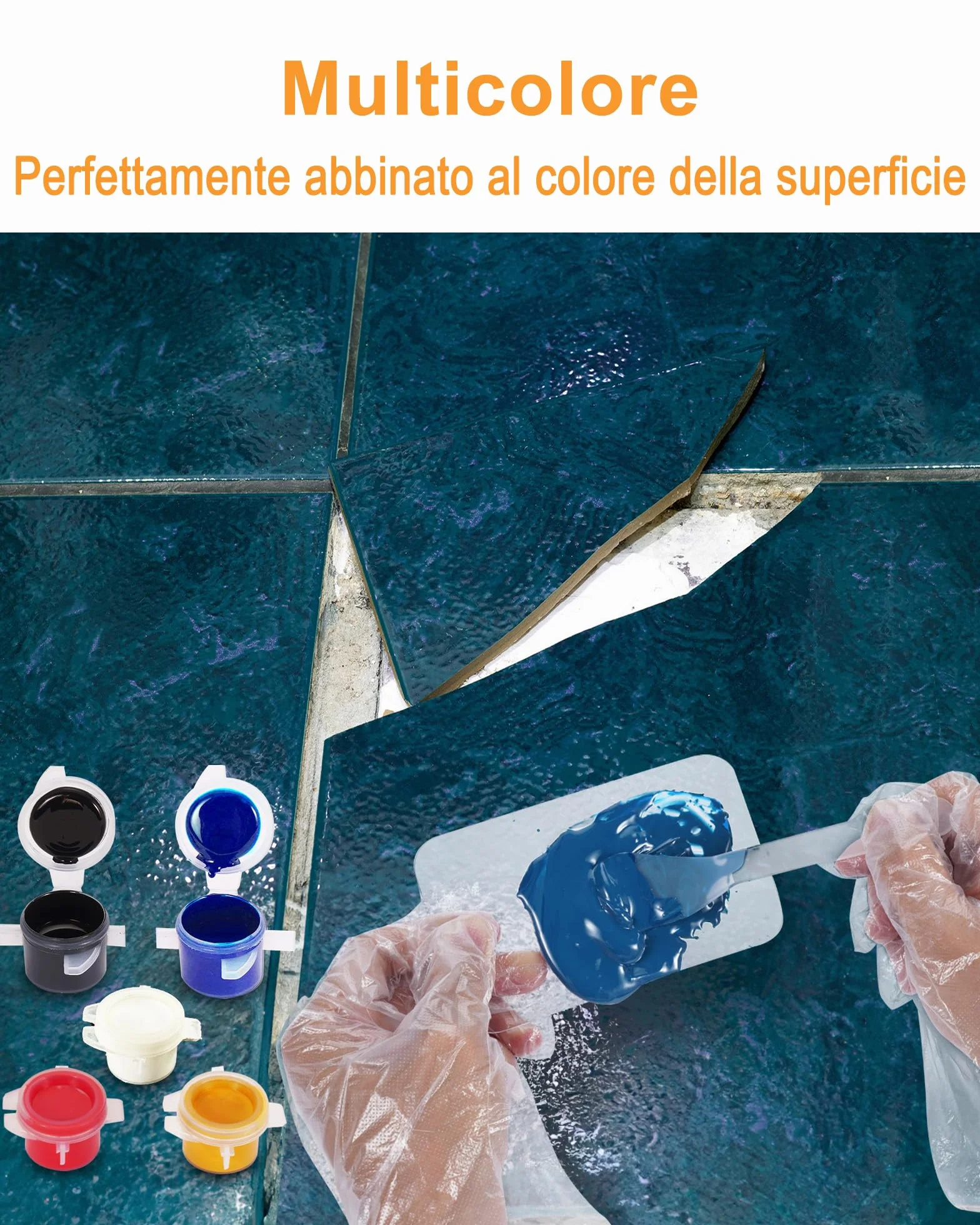 Kit Riparazione Piastrelle Vasca da Bagno per Scheggiature Ammaccature Scalfitture Crepe Gres Porcellanato Ceramica Multi Colori