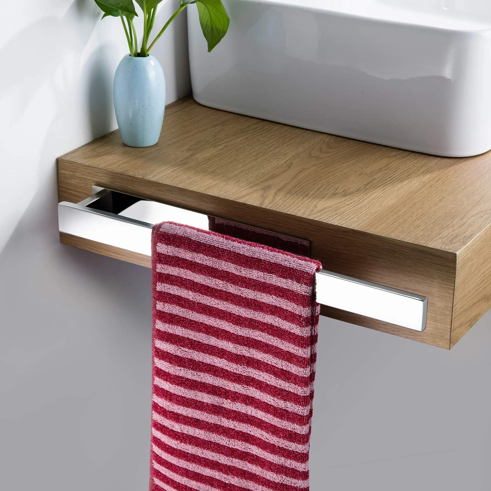 Portasciugamani Bagno Autoadesivo Acciaio Inox Specchio Lucido 39CM