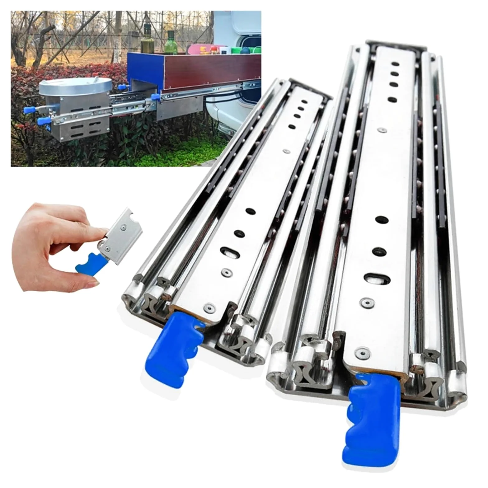 Guide per Cassetti Carichi Pesanti 500 lb, con Serratura, Cuscinetti a Sfera ad Estensione Totale (12-80 pollici), Binario Triplo(18inch(450mm))