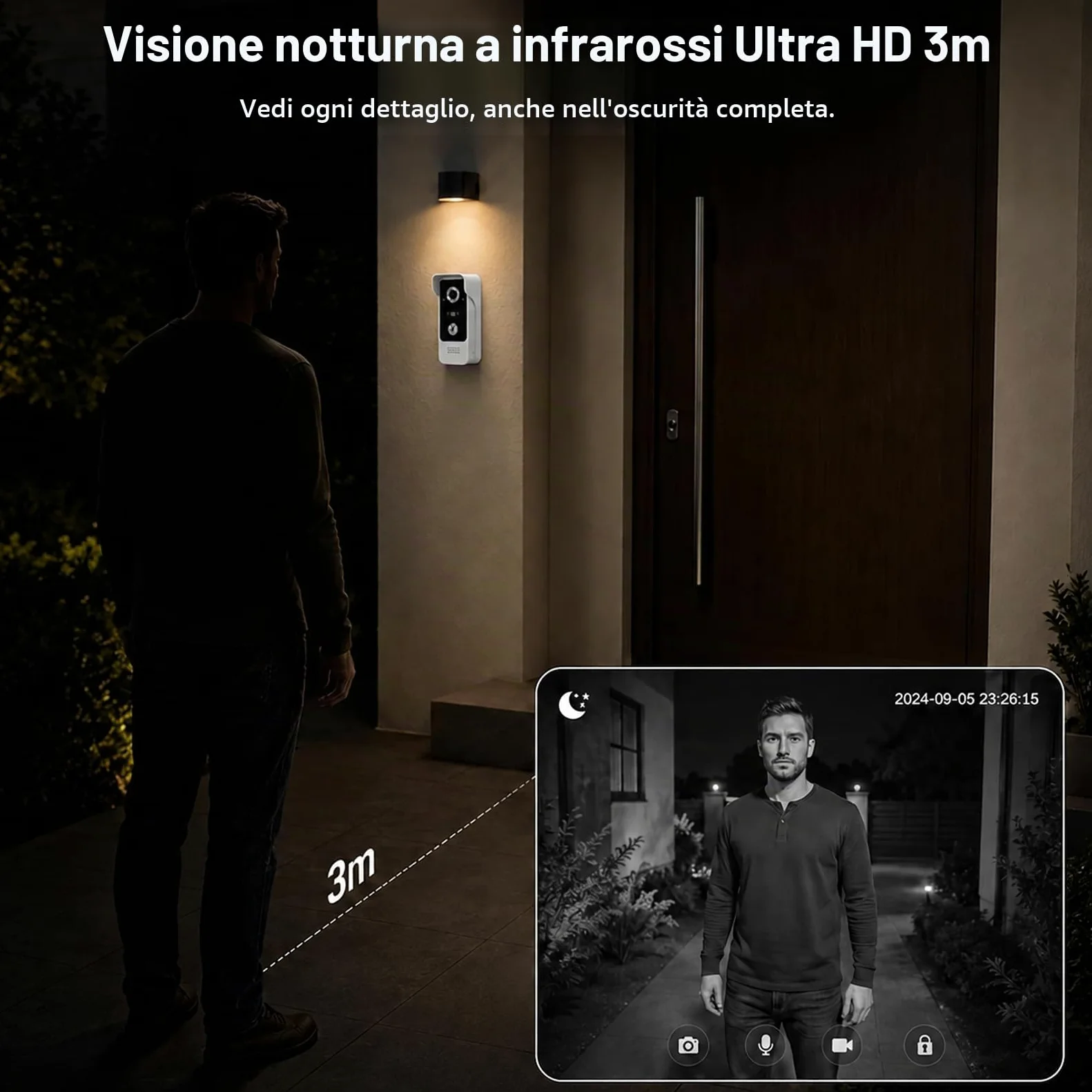 Tuya Sistema Campanello Video WiFi con Cavo,Videocamera da 7 pollici con Monitor 1080HD IR Visione Notturna per Casa Ufficio in Villa