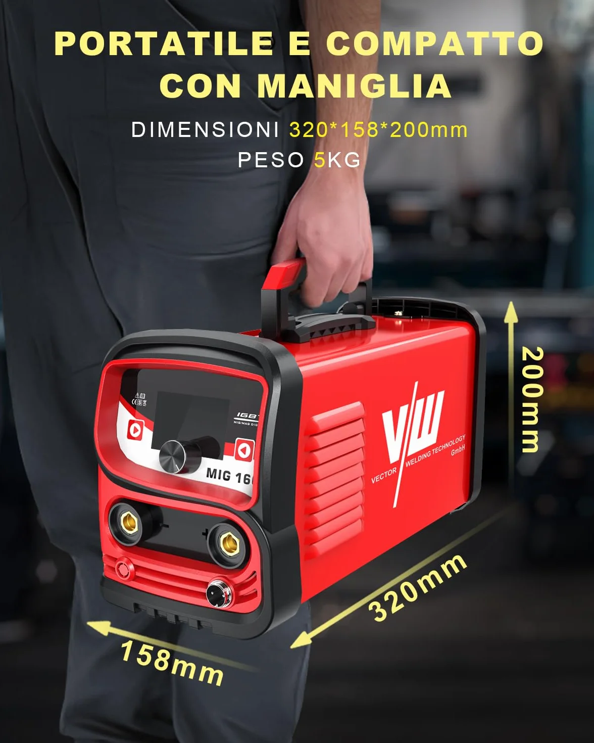VECTOR WELDING Saldatrice a Filo Continuo MIG 160A 2 In 1 MIG/ARC IGBT Inverter