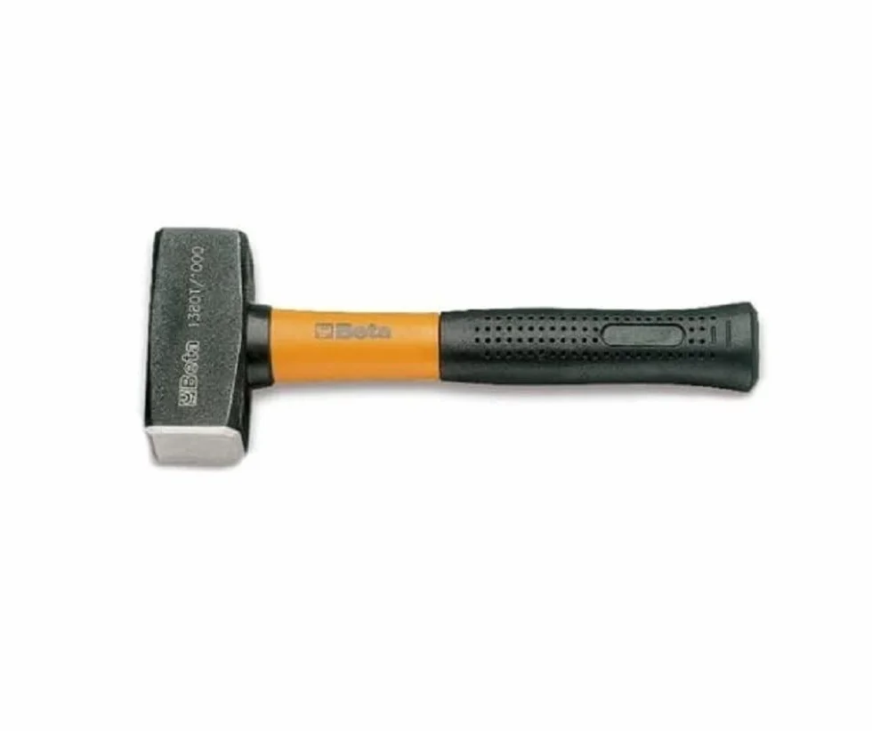 Mazzetta 1000 g con Manico in Fibra di Vetro, Martello Professionale Teste Parallele e Collarino Paracolpi 1380T