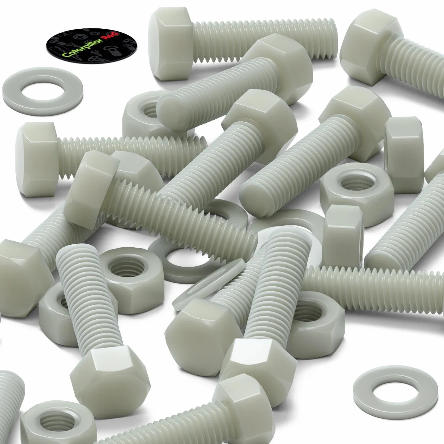 Viti M8 x 30mm Testa Esagonale in Super Nylon Rinforzato con Vetro, Dadi e Rondelle in Plastica