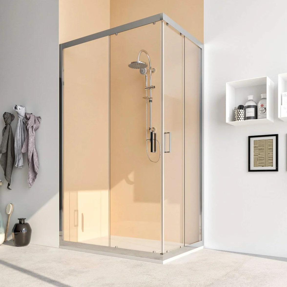 Box doccia cabina angolare porta scorrevole vetro anticalcare 6mm ACACIA 90x120 cm