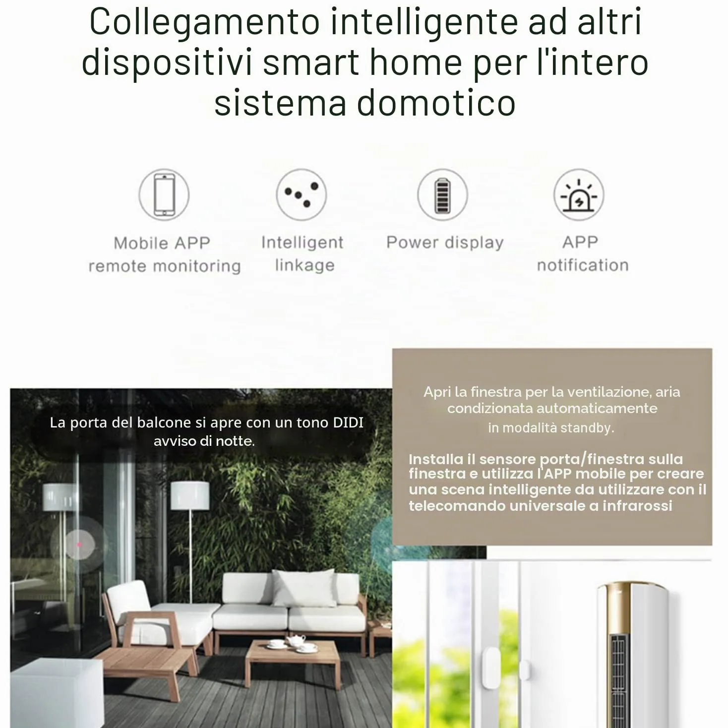 Sensore WiFi per porte e finestre: rilevatori intelligenti, notifiche app, sicurezza domestica compatibile con Alexa e Google
