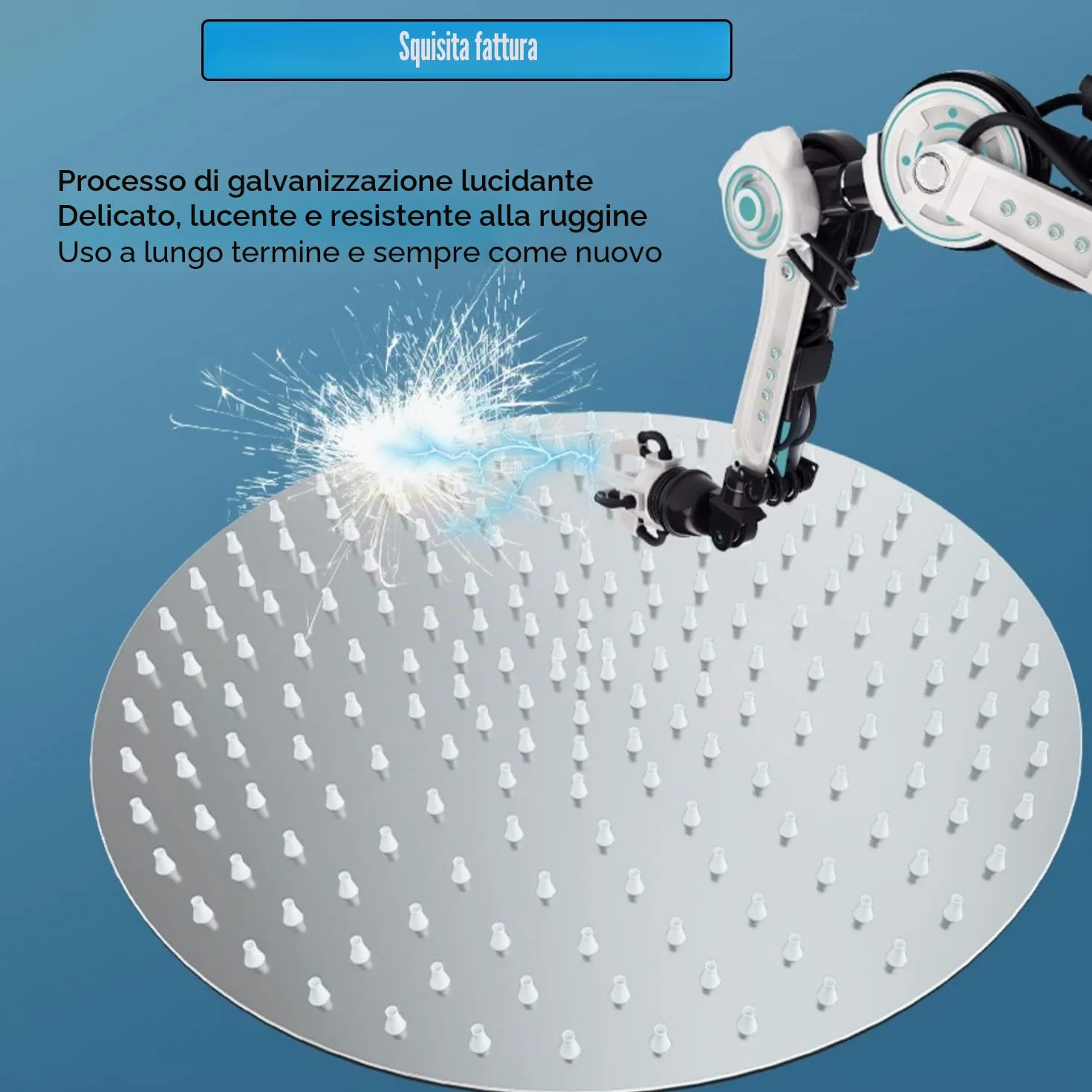 Soffione doccia a pioggia rotonda da 12 pollici in acciaio inox con ugelli anticalcare da 30 cm grande rotondo soffione a pioggia numero di ugelli: 144