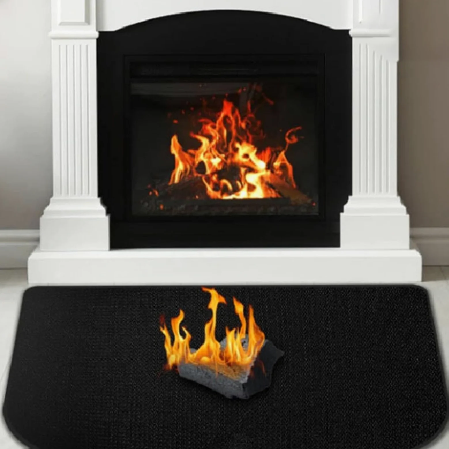 Tappeto per caminetto a semicerchio, in silicone, isolante ignifugo, per stufe, braciere e barbecue (152 x 70 cm)