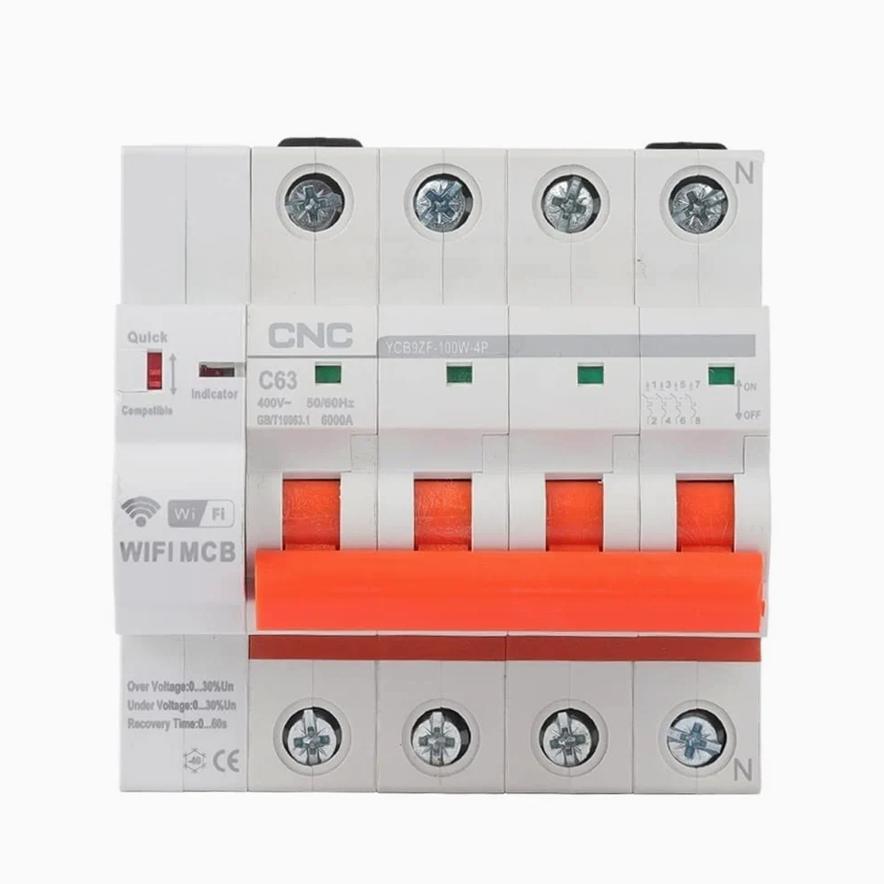 Interruttore Magnetotermico Differenziale Interruttore automatico del circuito della catenatore guida DIN 4P for la casa intelligente(100A)