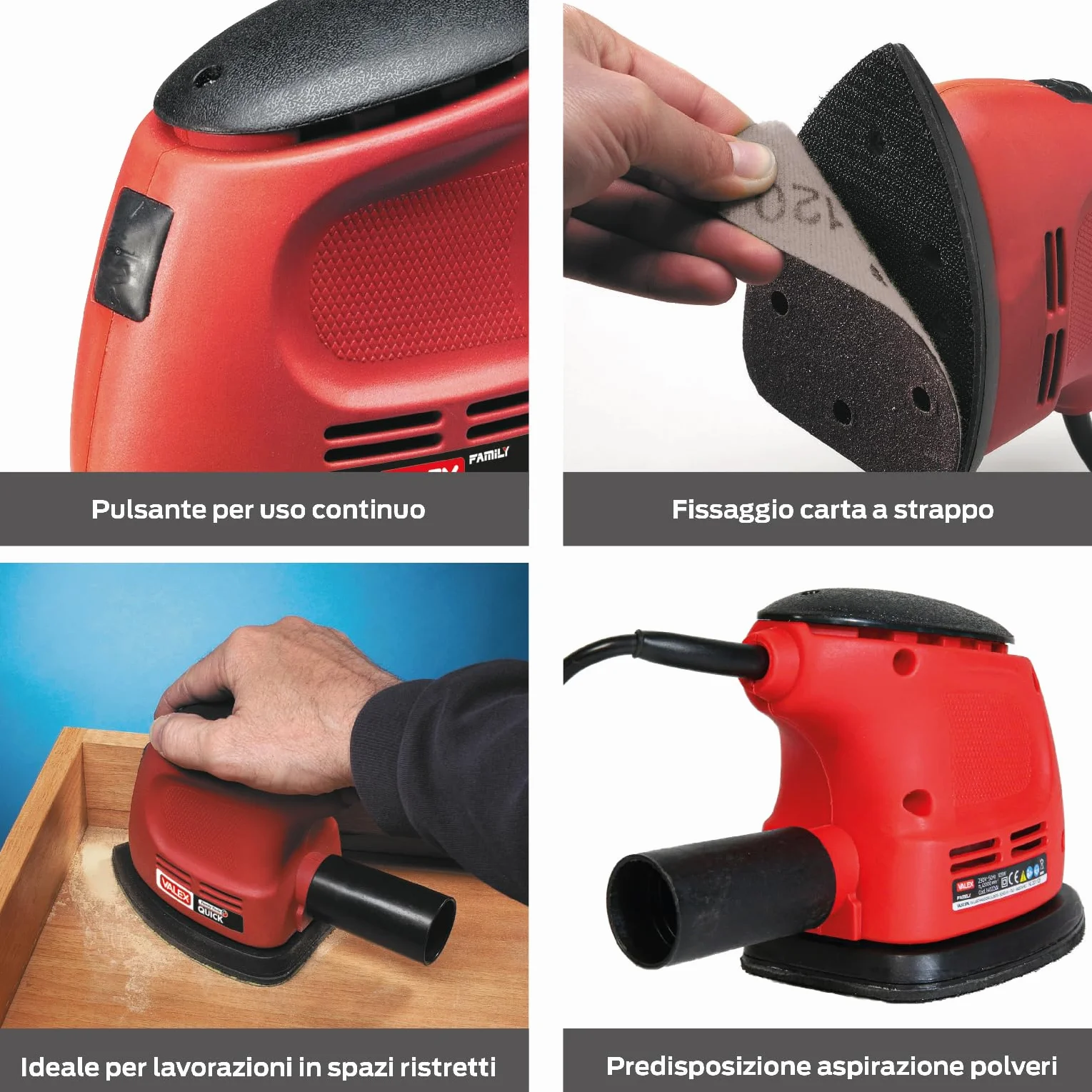 Valex Levigatrice Palmare Elettrica Quick 20, 105W, Fissaggio a strappo