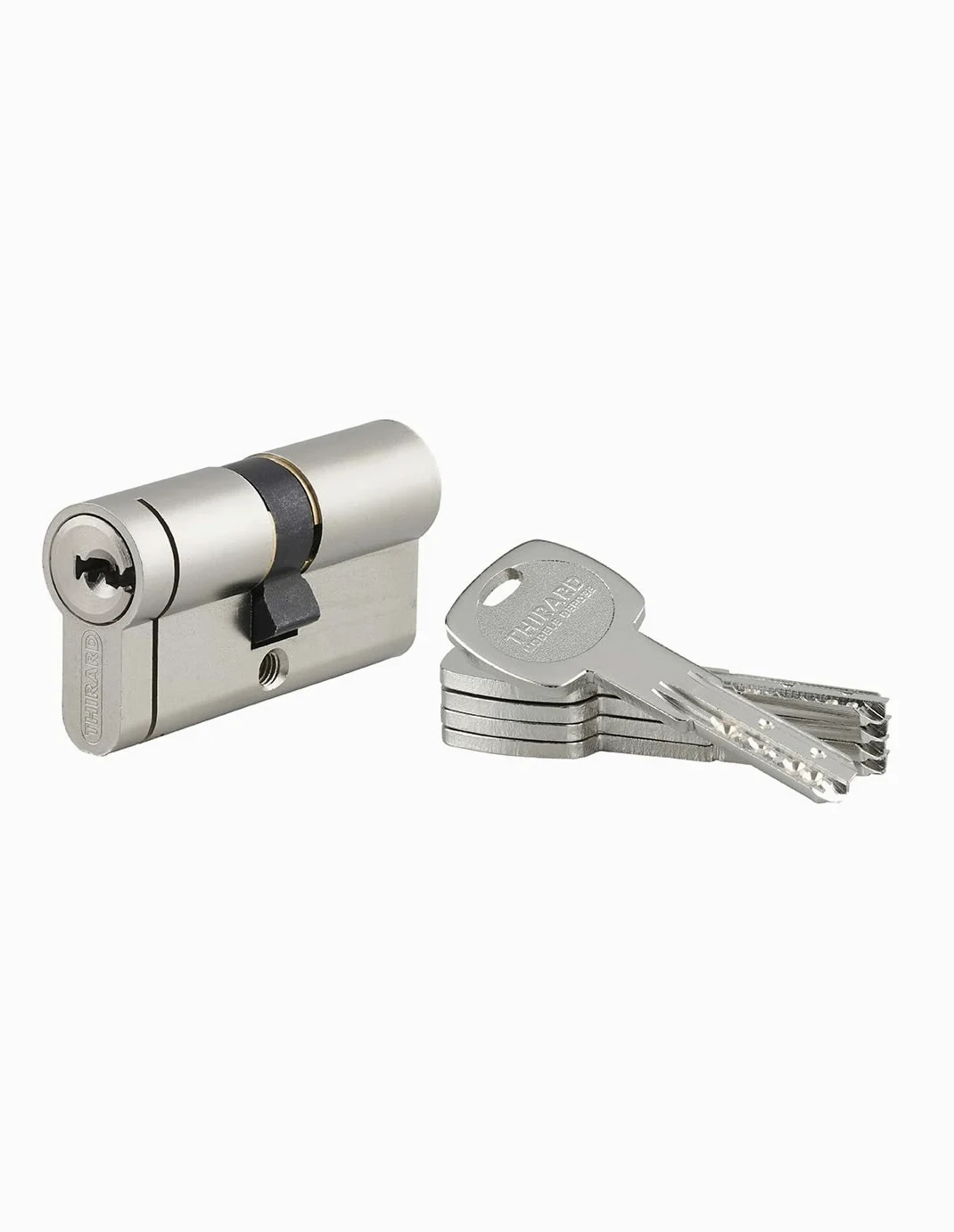 THIRARD - Cilindro di Serratura Doppia Entrata Transit 2 - Ottone - Uso Interno ed Esterno - 8 Perni - Anti-Strappo, Anti-Trapano, Anti-Scasso, Anti-Snap - 30 x 30 mm - Grigio