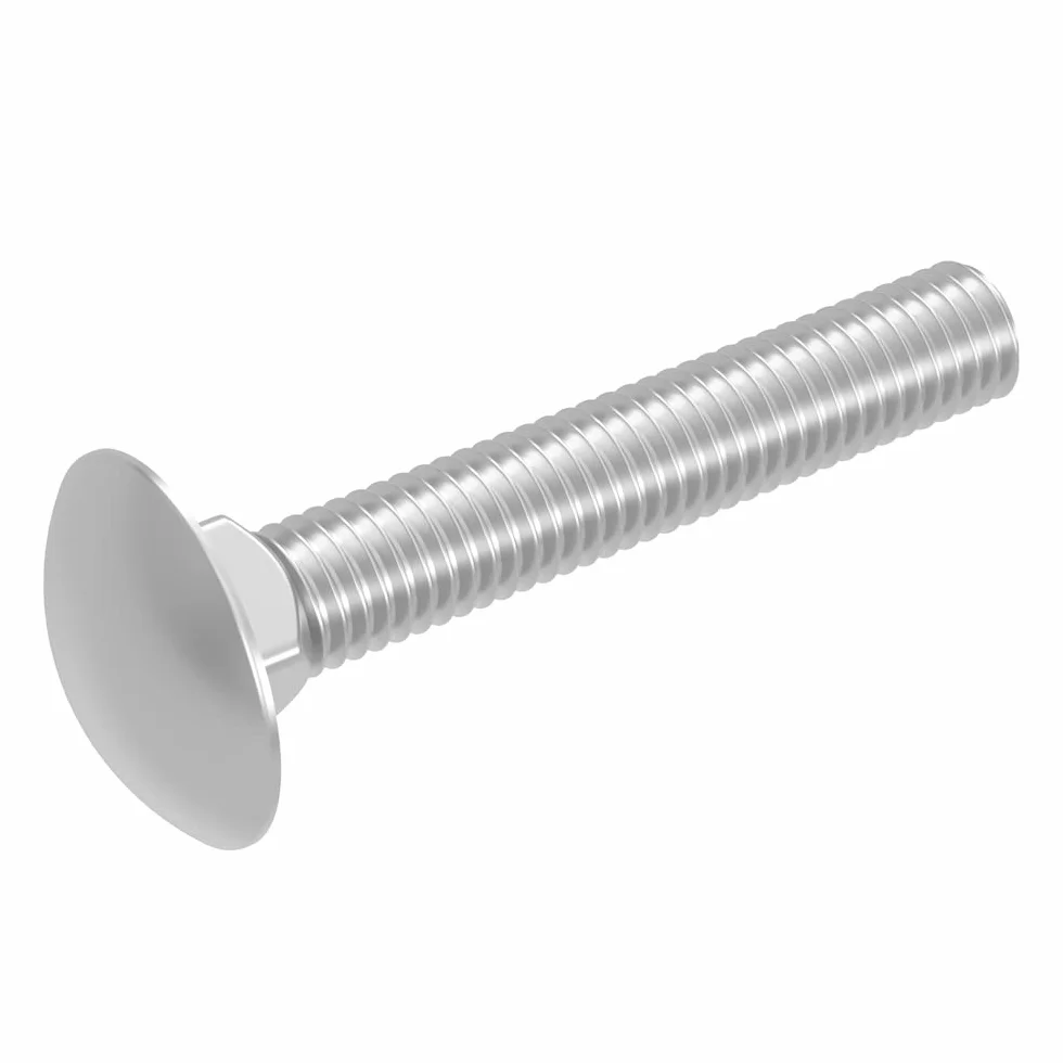 Śruby M10 x 60 mm z łbem okrągłym płaskim, kwadratowy czop, stal nierdzewna V2A A2, DIN 603, 20 szt