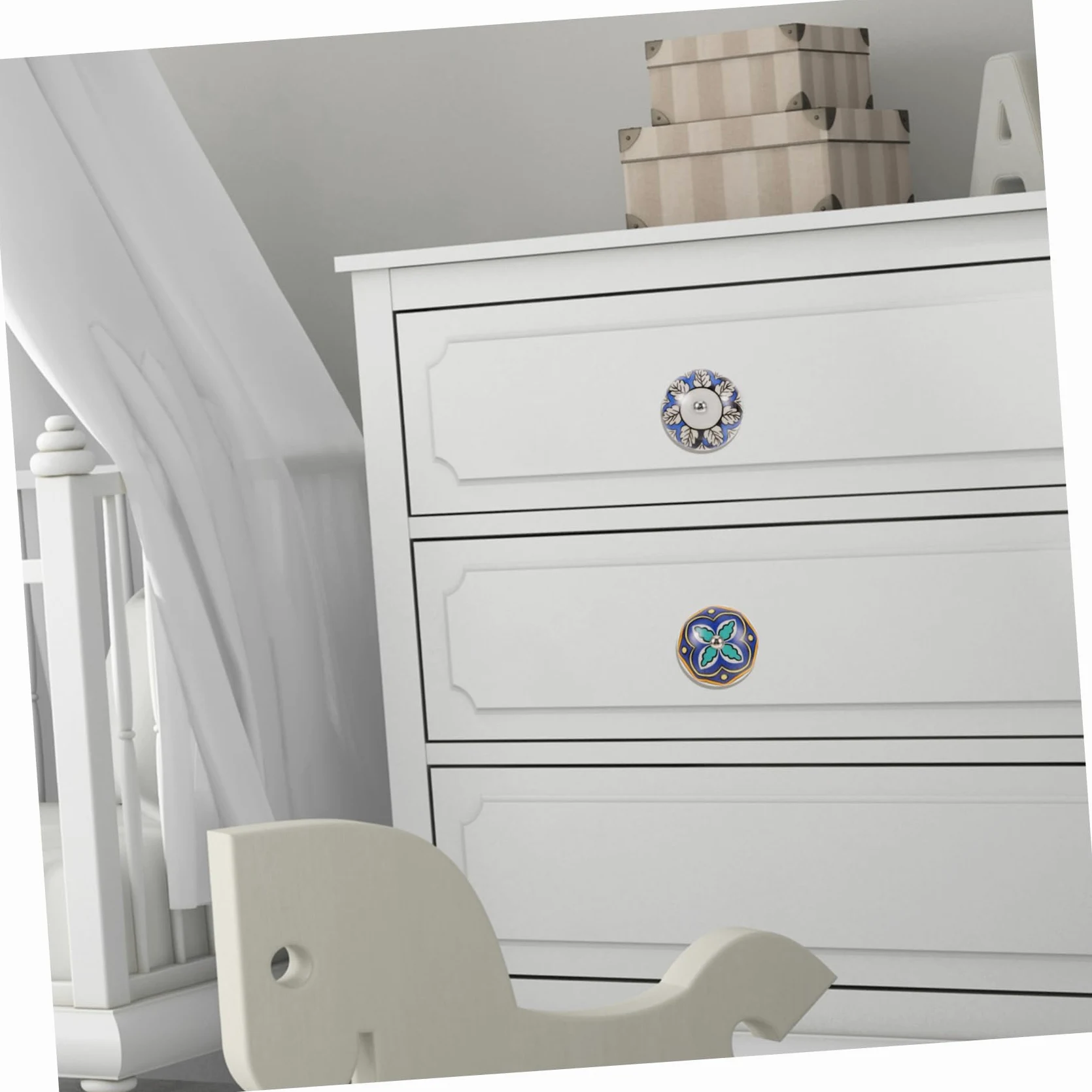 SHINEOFI 6pezzi Pomello Per Mobile in Ceramica Pomello Per Cassetto Foro Singolo Design Rotondo Adatto Mobili Armadi e Altro