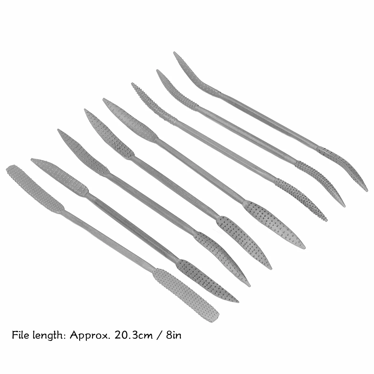 Tyenaza Set di 8 Raspe a estremità Doppia, 200mm Lime e Raspe per Legno, Lima per Intaglio del Legno Raspa File in Lega d'Acciaio per Intaglio del Legno, Lucidatura