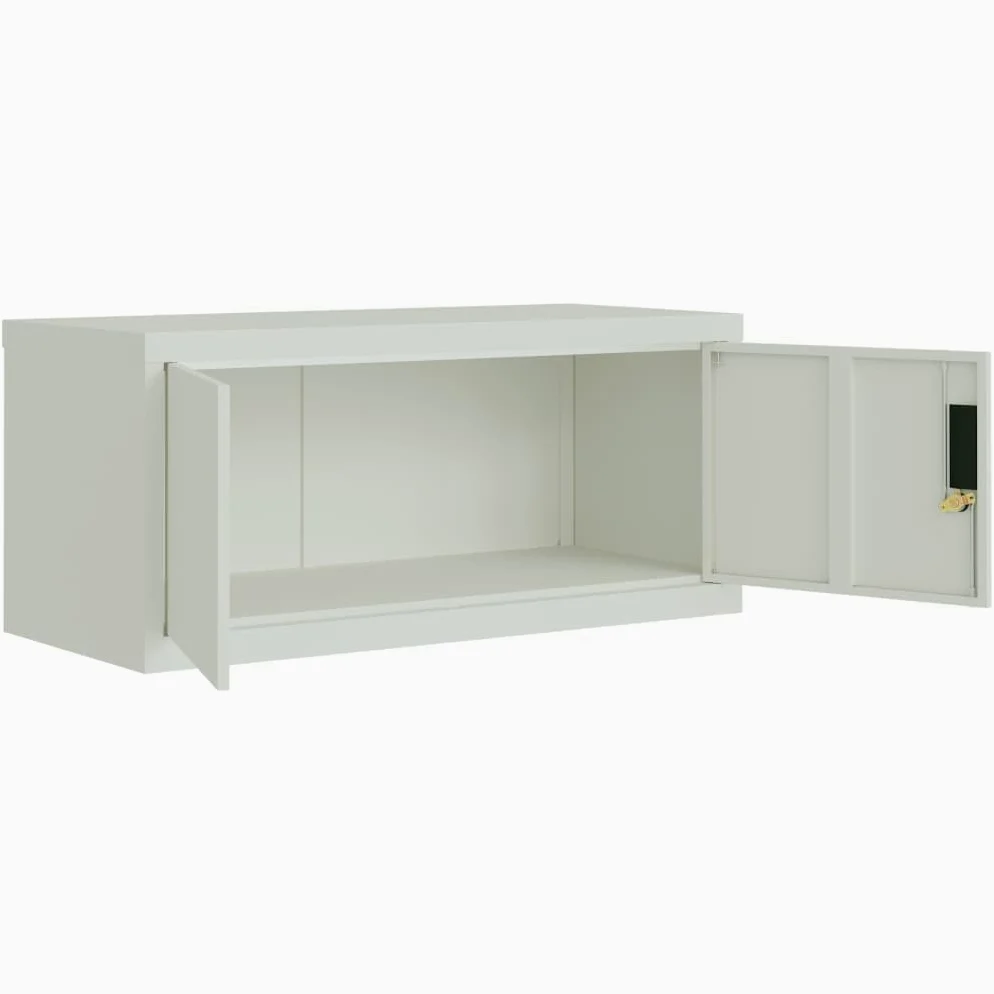 SYDE Raccoglitore in acciaio grigio chiaro, 90 x 40 x 110 cm | Con serratura, ripiano regolabile, verniciato a polvere, fissaggio a parete incluso
