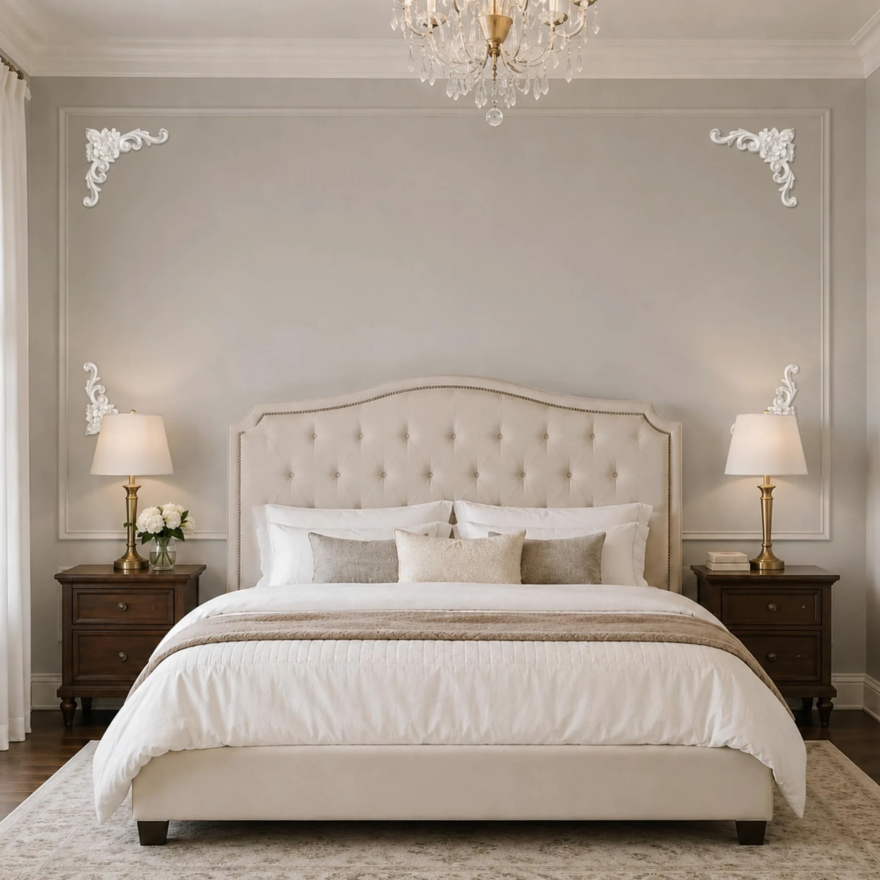 4 PCS Angolari Decorativi per Pareti E Soffitti in PU Modanature Angolari 3D con Decorazioni Floreali Profili Decorativi Verniciabili per Cornici E Angoli Elegante Finitura