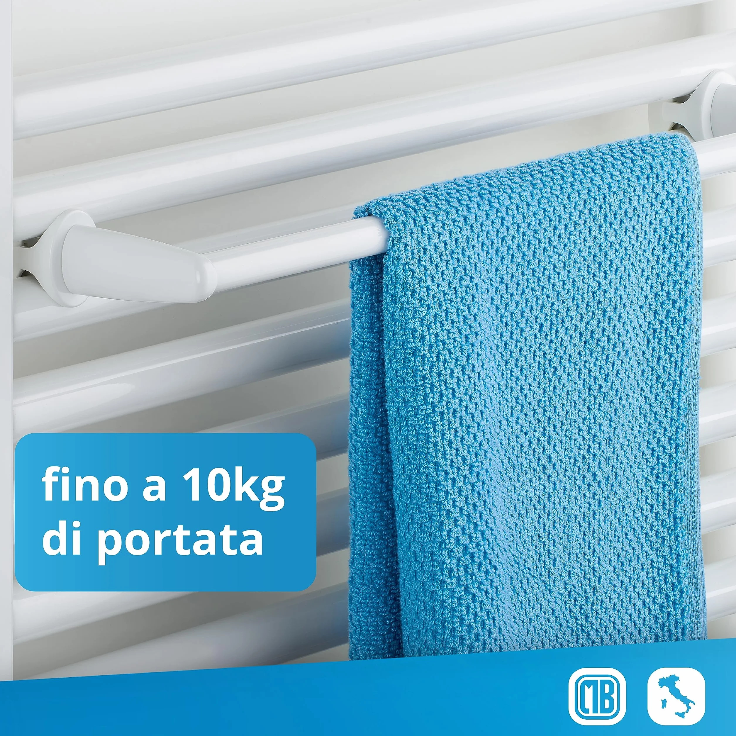 Porta Asciugamani Bagno per Termosifone Scaldasalviette Autoavvitante Senza Fori Bianco