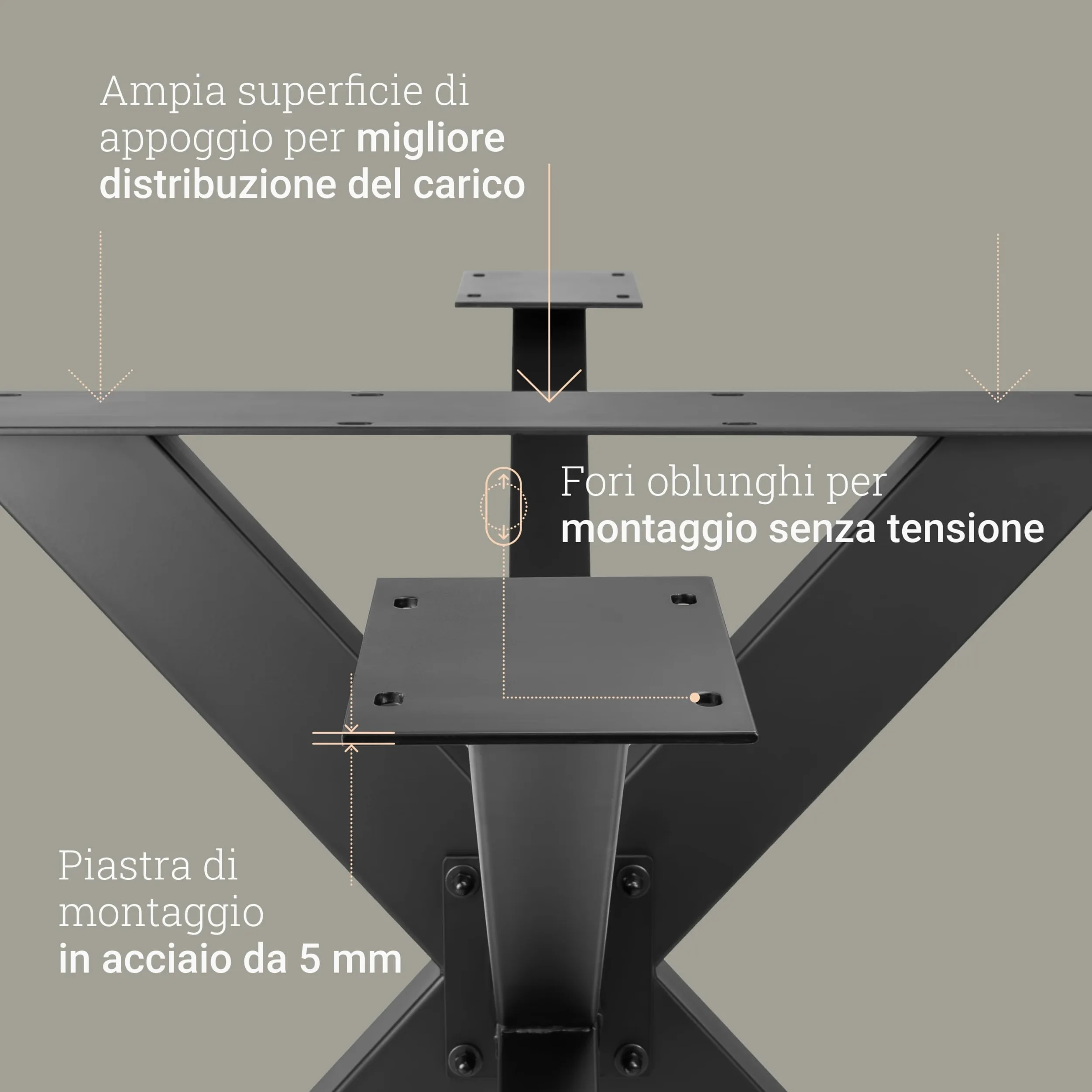 Natural Goods Berlin 1x Gambe per Tavolo SPIDER | Gambe Tavolo in Metallo Nero | Montaggio Semplice | Piedi per Mobili, come Tavolino, Scrivania e Tavoli da Pranzo | Piedi per Tavolo 71x68x120cm