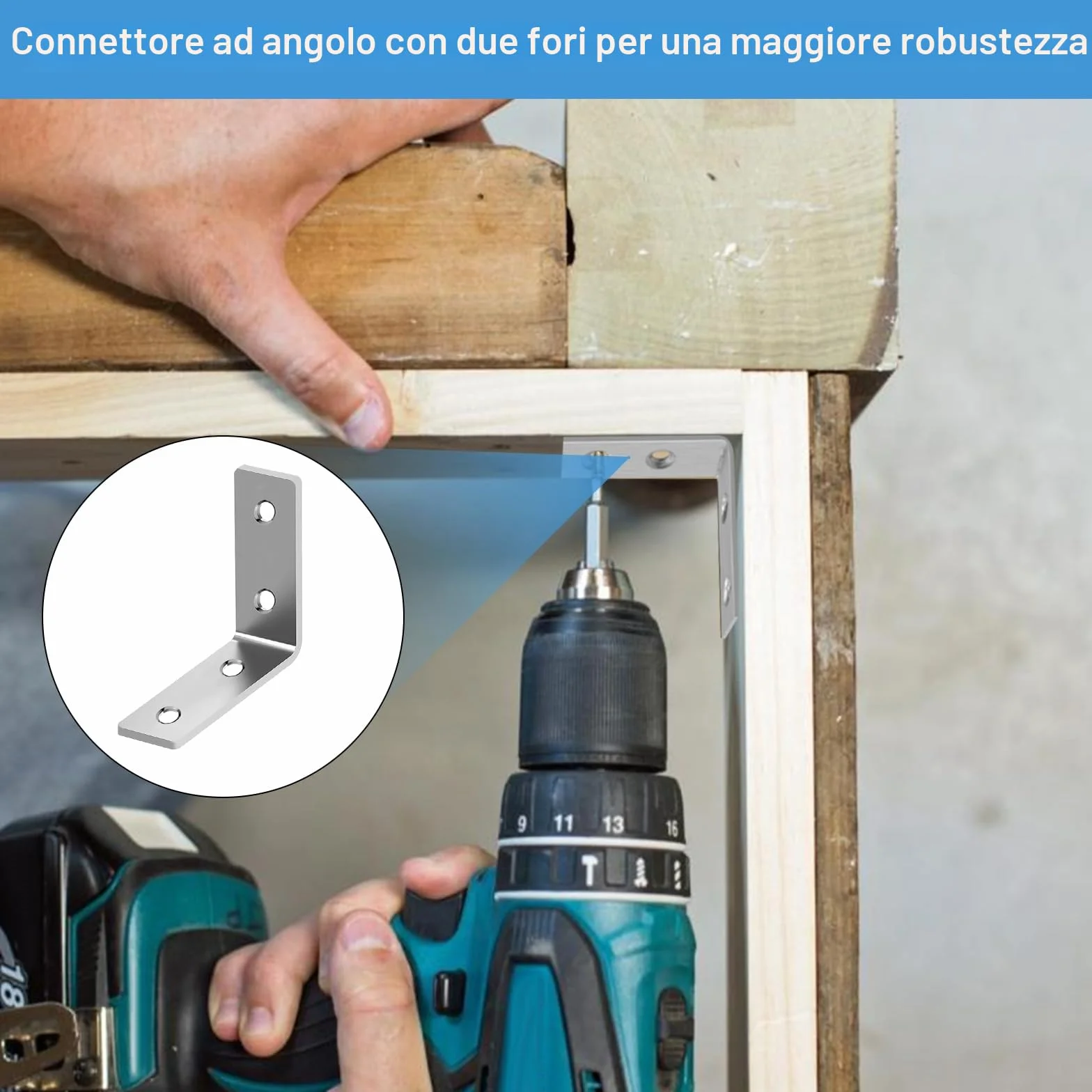 Squadra di fissaggio 52 pezzi staffa metallo 40x40 mm angolo retto L supporto 90 gradi per mobili
