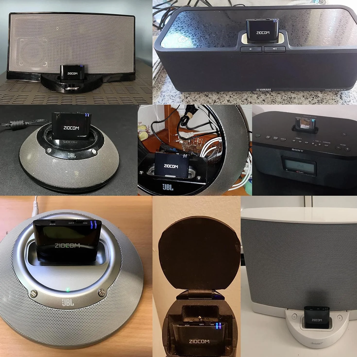 ZIOCOM Adattatore ricevitore Bluetooth a 30 pin per Bose iPhone, iPod, SoundDock e altri altoparlanti dock a 30 pin con cavo AUX da 3,5 mm (non per auto e moto) (grigio)