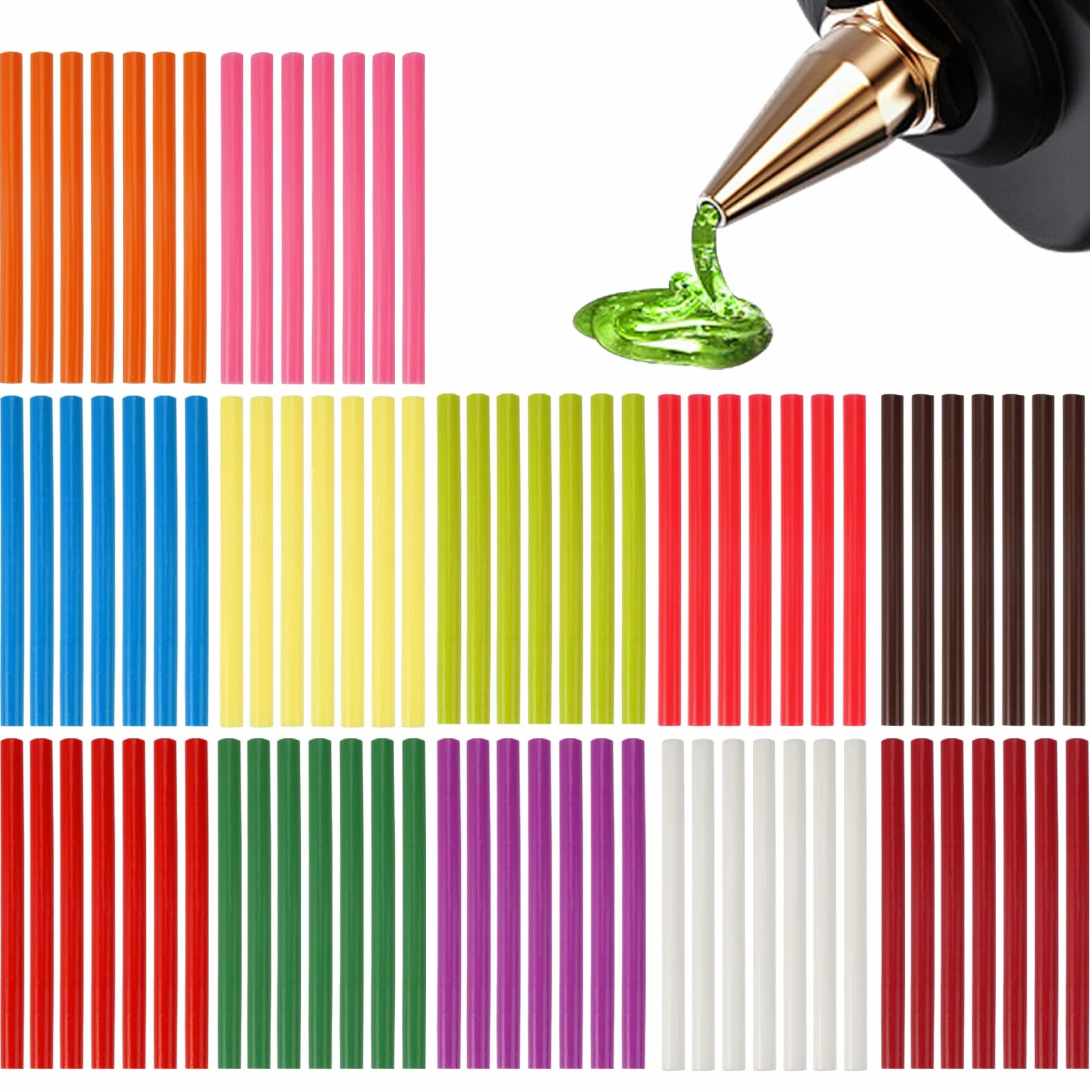 84 Pezzi Stick Colla a Caldo 7mm x 100 mm, Ricariche Colla a Caldo Colorata, Bastoncini Multicolore Asciugatura Rapida Kit per Fai da Te