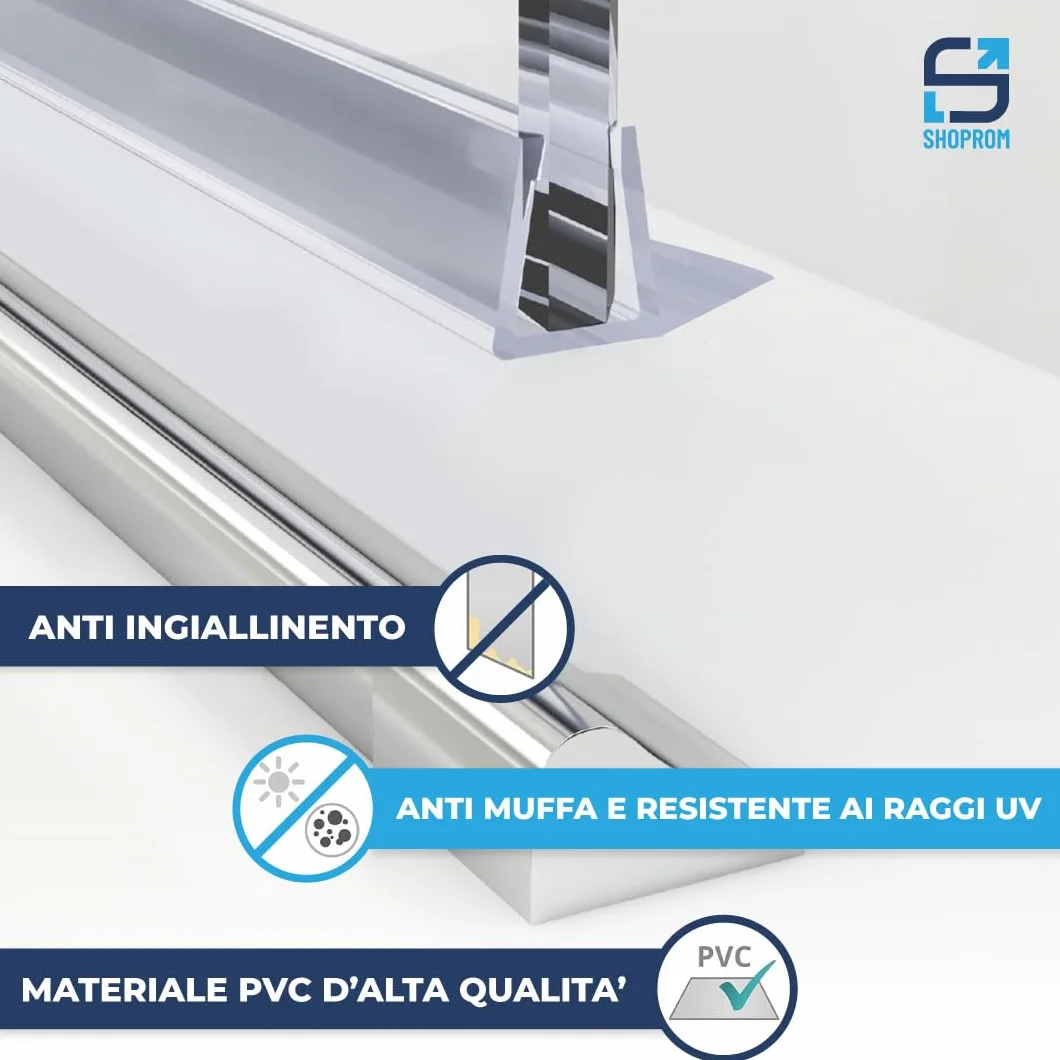Guarnizione Box Doccia in PVC con Gocciolatoio 100 cm Trasparente Antimuffa