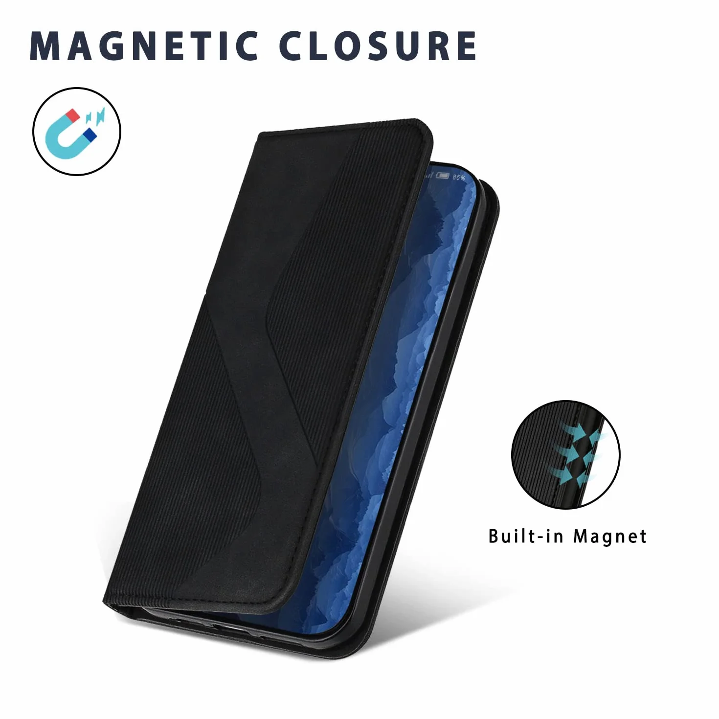 Cover per Samsung Galaxy S22, Flip Custodia Pelle PU con [Slot Cart] [Supporto Stand] [Magnetica], Cover a Libro Portafoglio per Samsung Galaxy S22 (Nero)