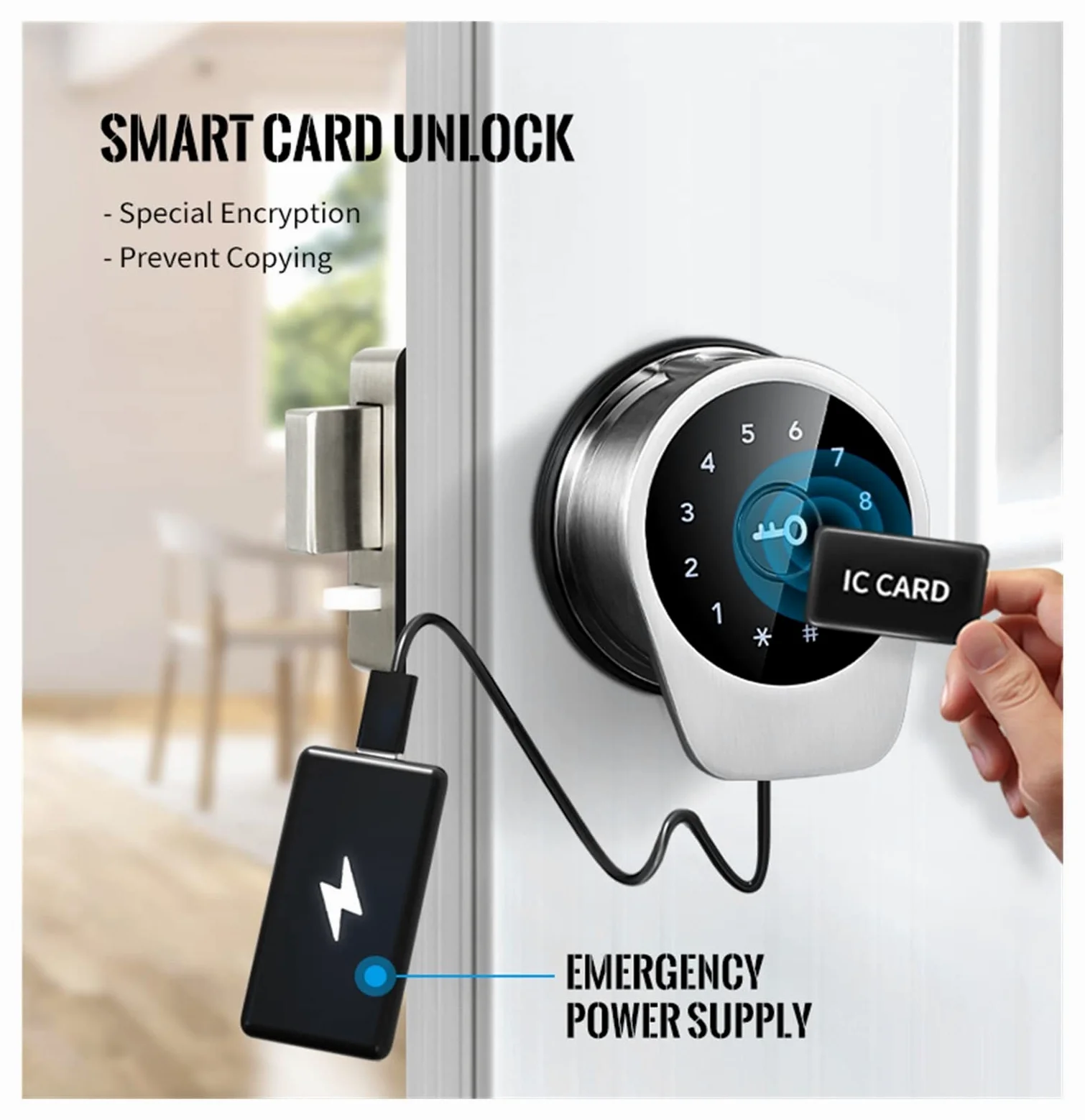 Serratura Elettronica Intelligente Automatica Serratura biometrica for Impronte digitali Codice RIFD Serratura Senza Chiave con TTlock,Blocco di Sicurezza(No fingerprint-01)