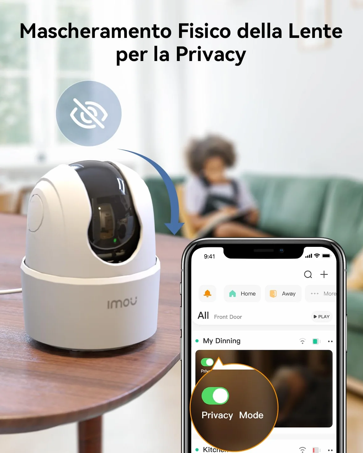 Imou 4MP Telecamera Wi-Fi Interno Videocamera Sorveglianza 2.5K, Rilevamento Umano, Audio Bidirezionale, Tracciamento di Movimento con Sirena, Compatibile con Alexa, Rotazione a 360°, 2.4Ghz Ranger 2C