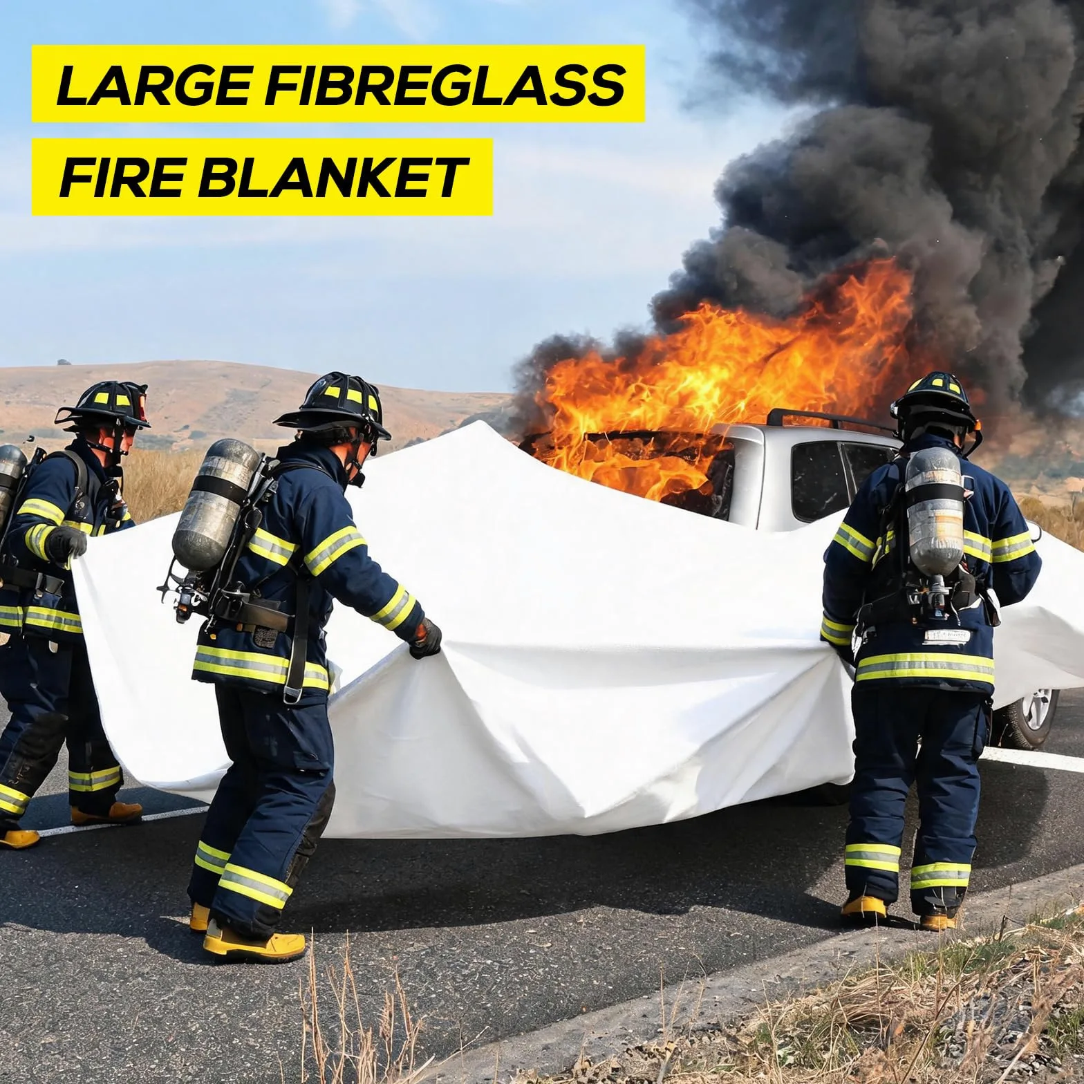 PAWBOSE Coperta ignifuga di emergenza extra large, 4 x 6 m, in fibra di vetro, resistente, per cucina, officina e campeggio