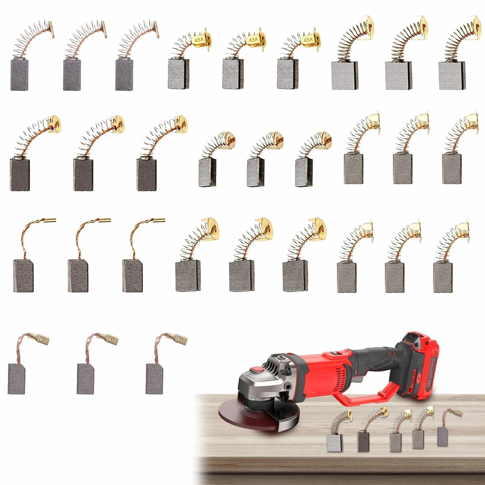 Spazzole di Carbone 30PCS Confezione 10 Misure per Utensili Elettrici Motore Elettrico