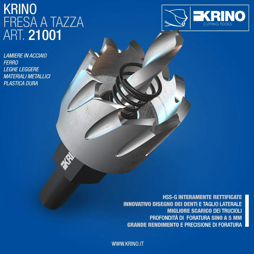 Fresa Perforatrice a Tazza KRINO Ø 16 mm Acciaio