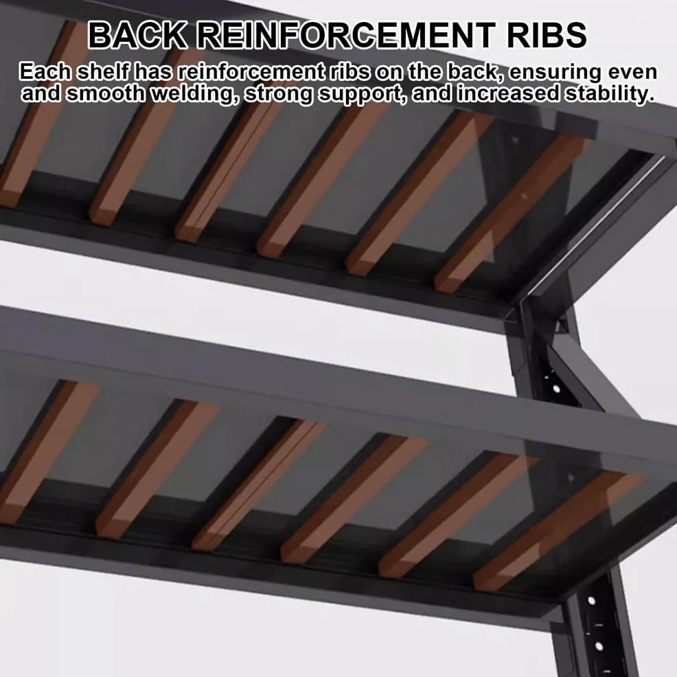 Scaffalatura in metallo resistente, 4 ripiani, 200,7 x 149,9 x 61 cm, colore nero, per garage, cucina e ripostiglio, design durevole e robusto